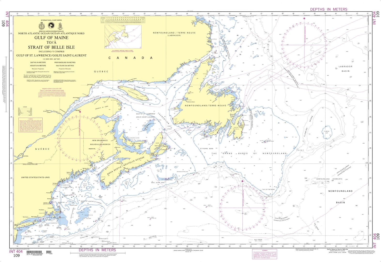 Gulf of Maine to Strait of Belle Isle including Gulf of St. Lawrence | Carte NGA 109