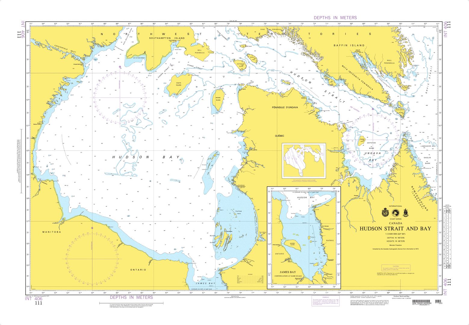 Hudson Strait and Bay with Continuation of James Bay | NGA Chart 111