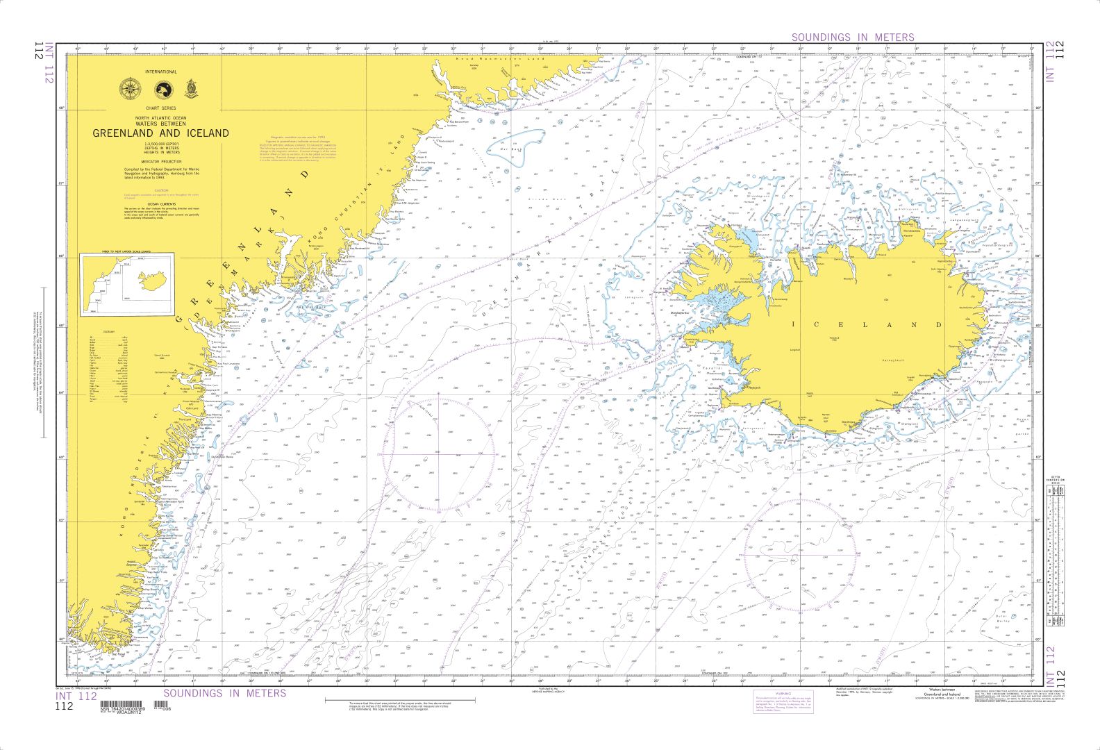 Waters between Greenland and Iceland | NGA Chart 112