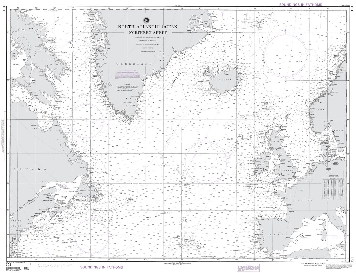 North Atlantic Ocean (Northern Sheet) | NGA Chart 121