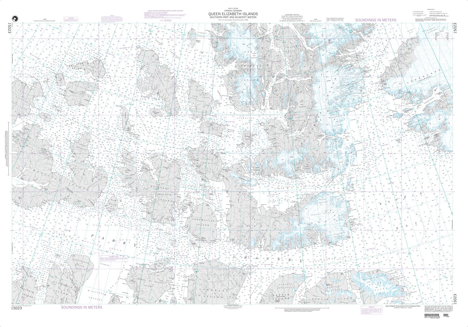 Queen Elizabeth Islands-Southern Part and Adjacent Waters | NGA Chart 15023