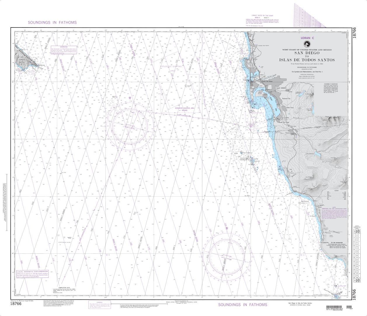 San Diego to Islas de Todos Santos (LORAN-C) | NGA Chart 18766