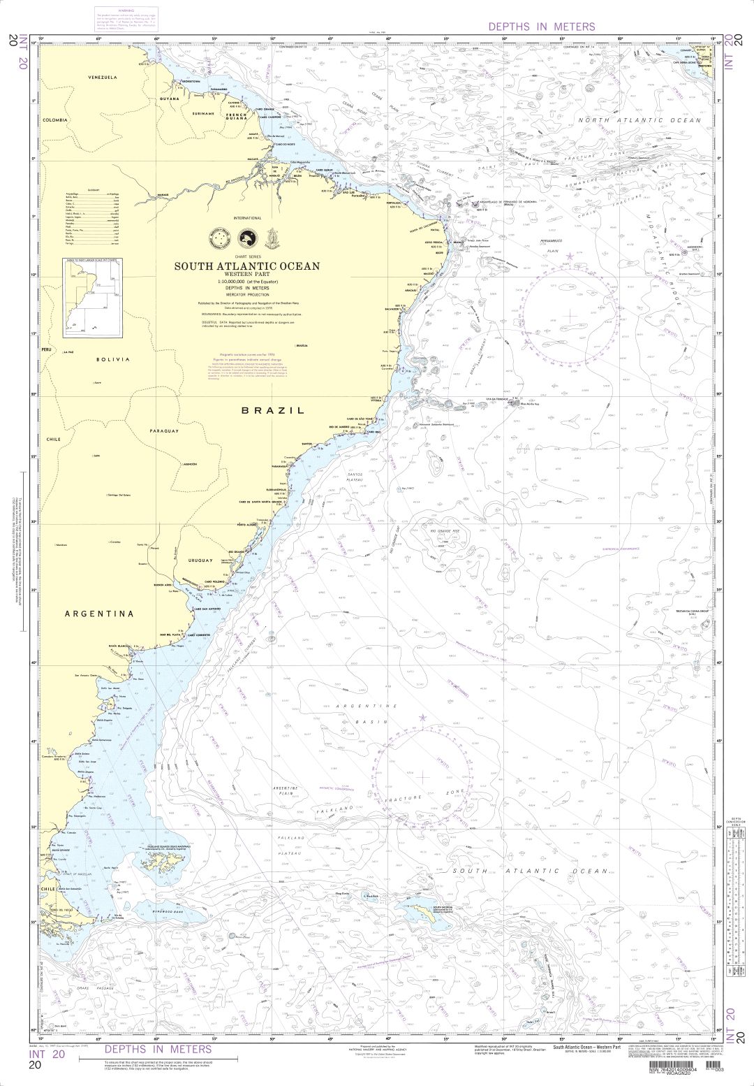 South Atlantic Ocean (Western Part) | Carte NGA 20