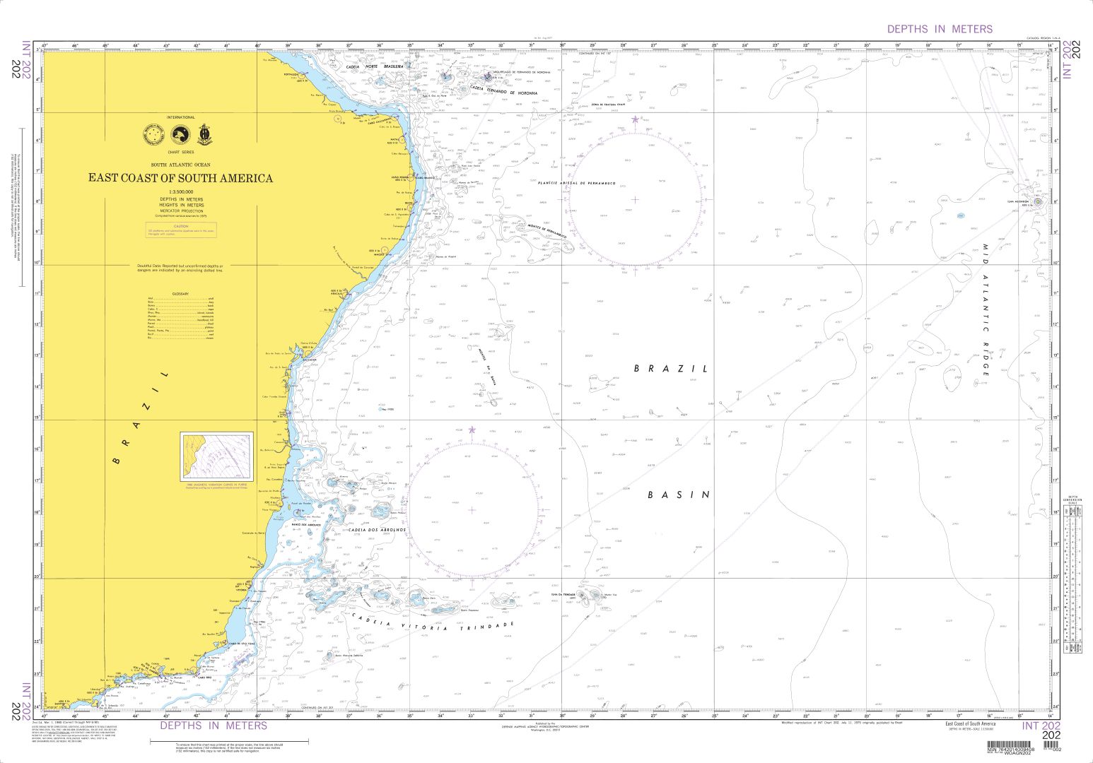 East Coast of South America (OMEGA) | Carte NGA 202