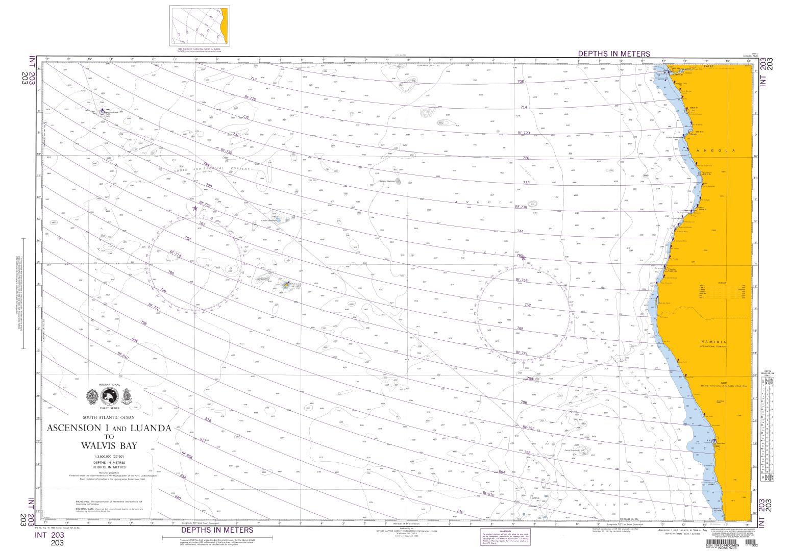 Ascension Island and Luanda to Walvis Bay (OMEGA) | Carte NGA 203