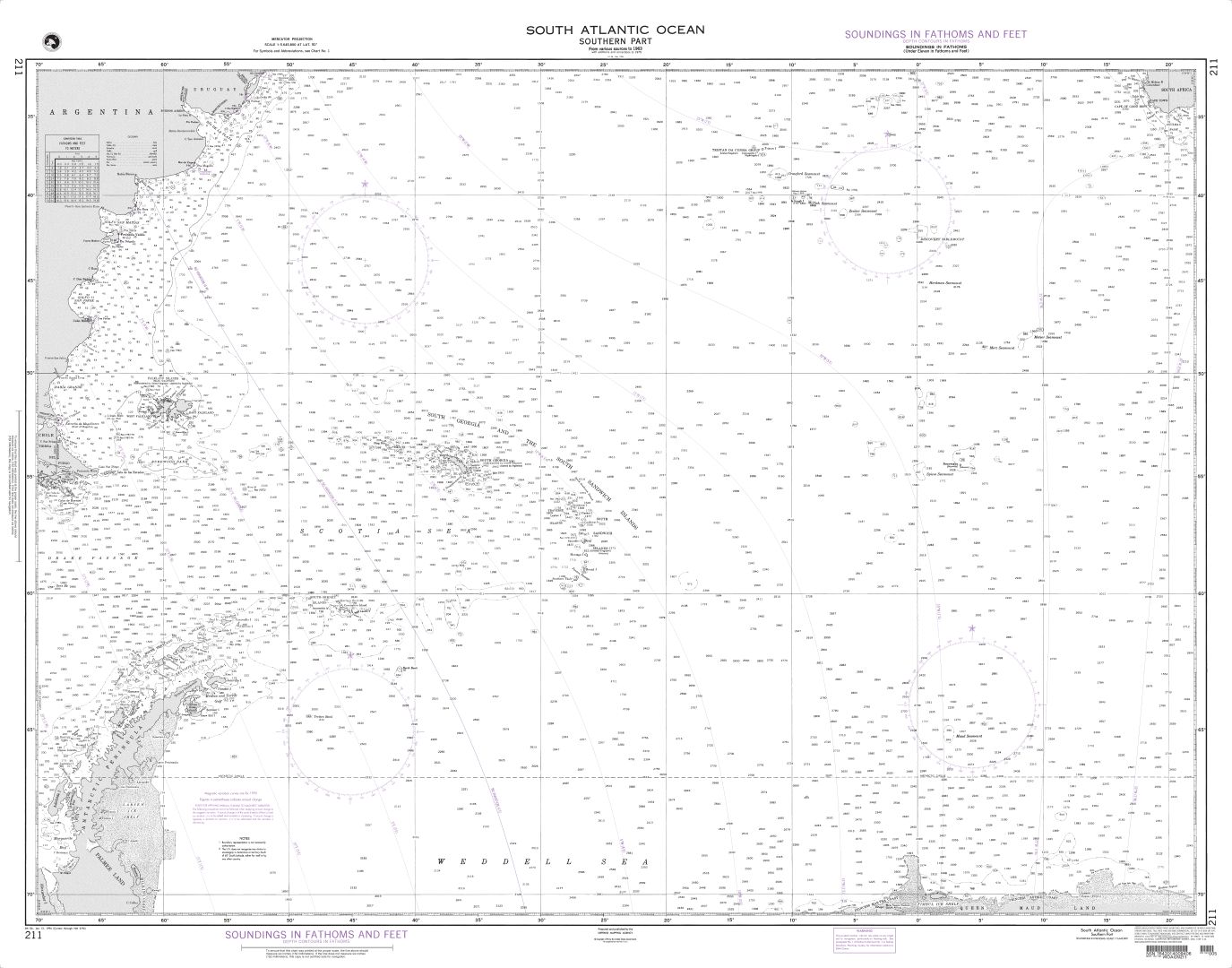 South Atlantic Ocean (Southern Part) | Carte NGA 211