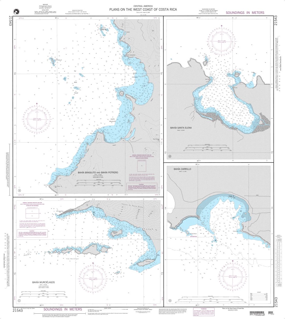 Plans on West Coast of Costa Rica | Carte NGA 21543