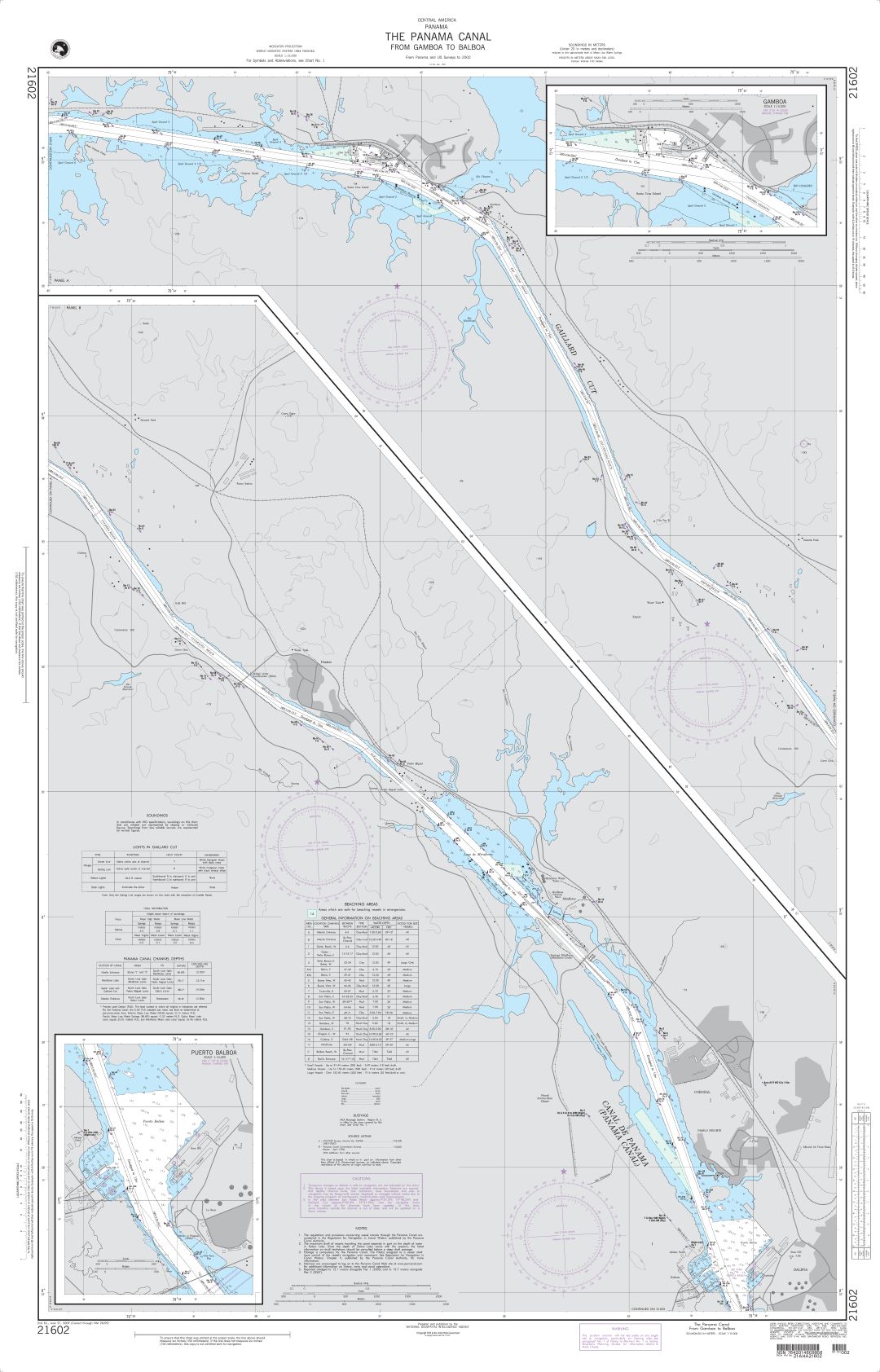 The Panama Canal from Gamboa to Balboa | NGA Chart 21602