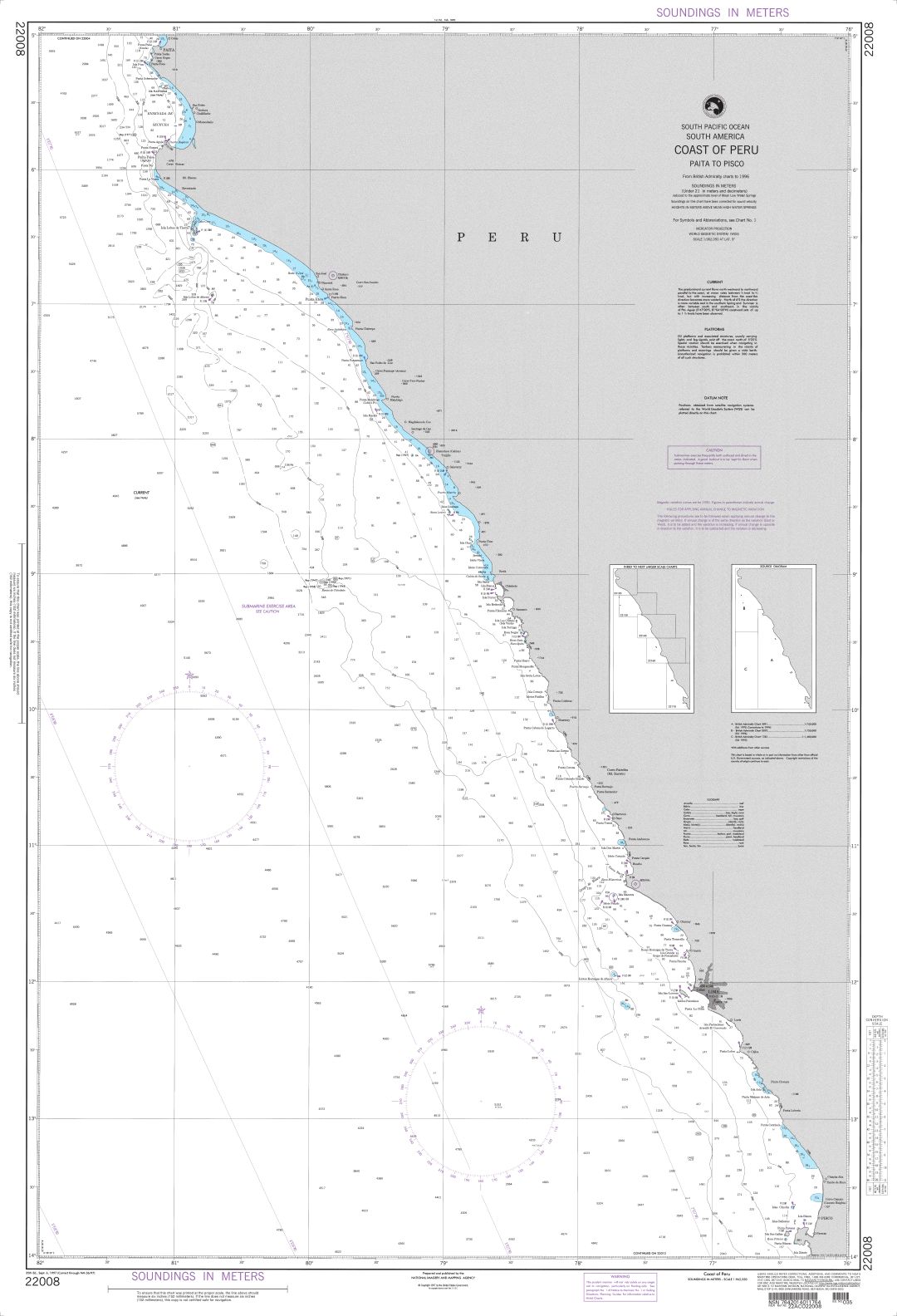 Coast of Peru - Paita to Pisco | NGA Chart 22008