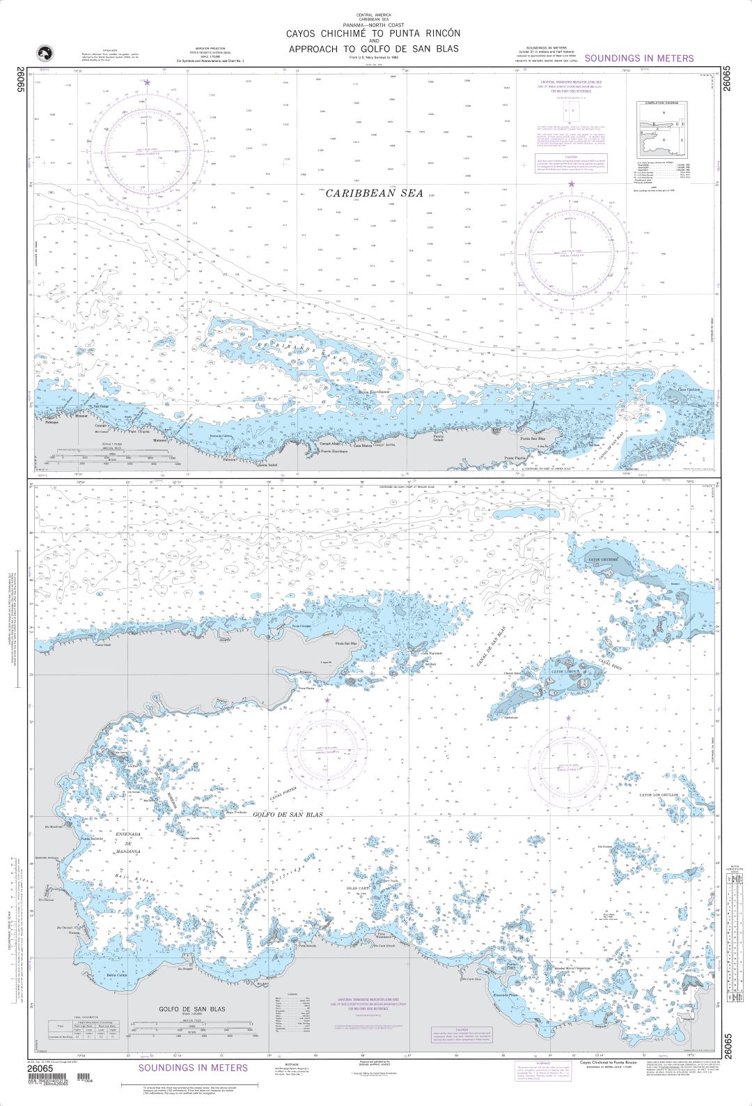 Cayos Chichime to Punta Rincon and Approach to Golfo de San Blas | NGA Chart 26065