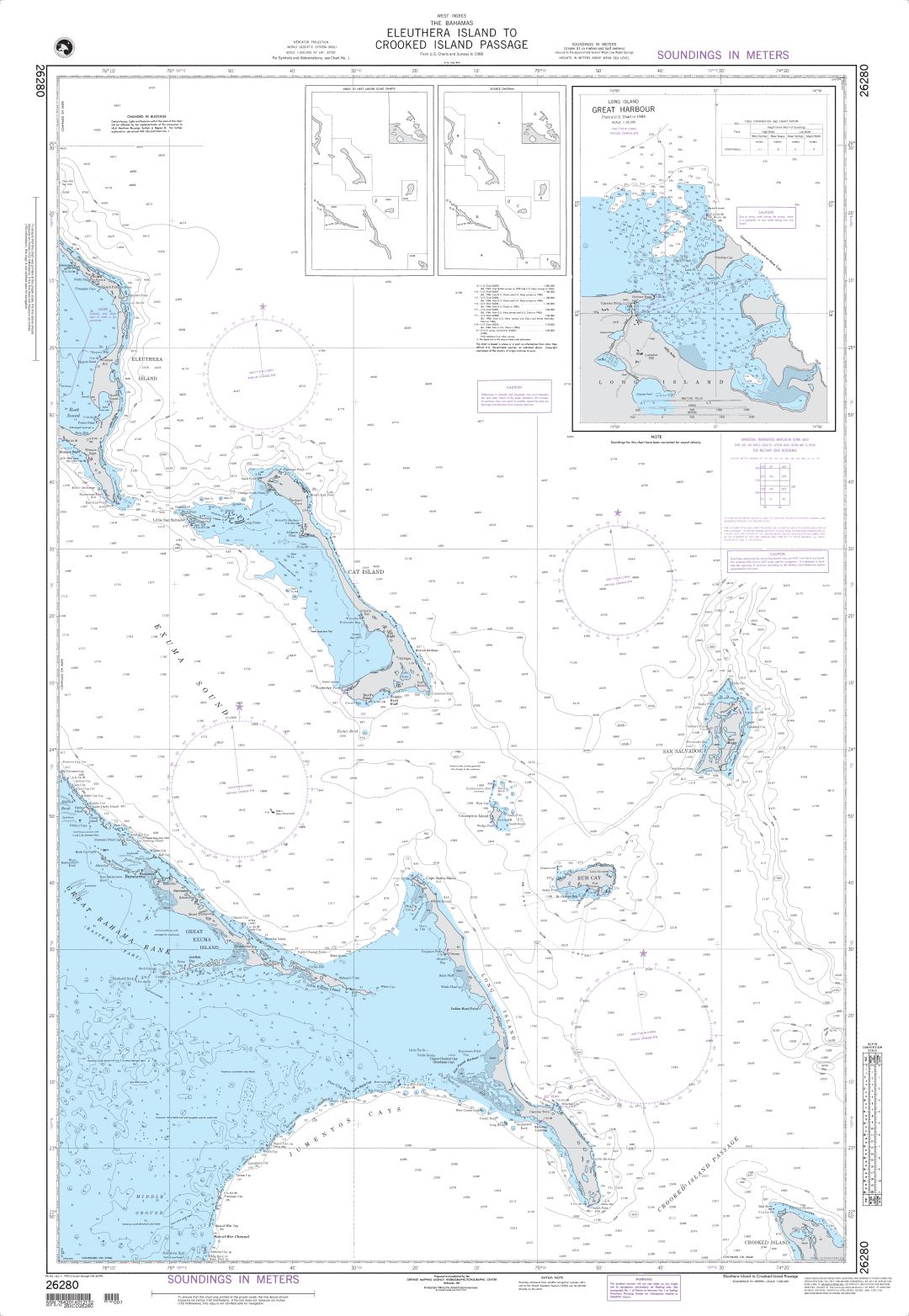 Eleuthera Island to Crooked Island Passage | NGA Chart 26280
