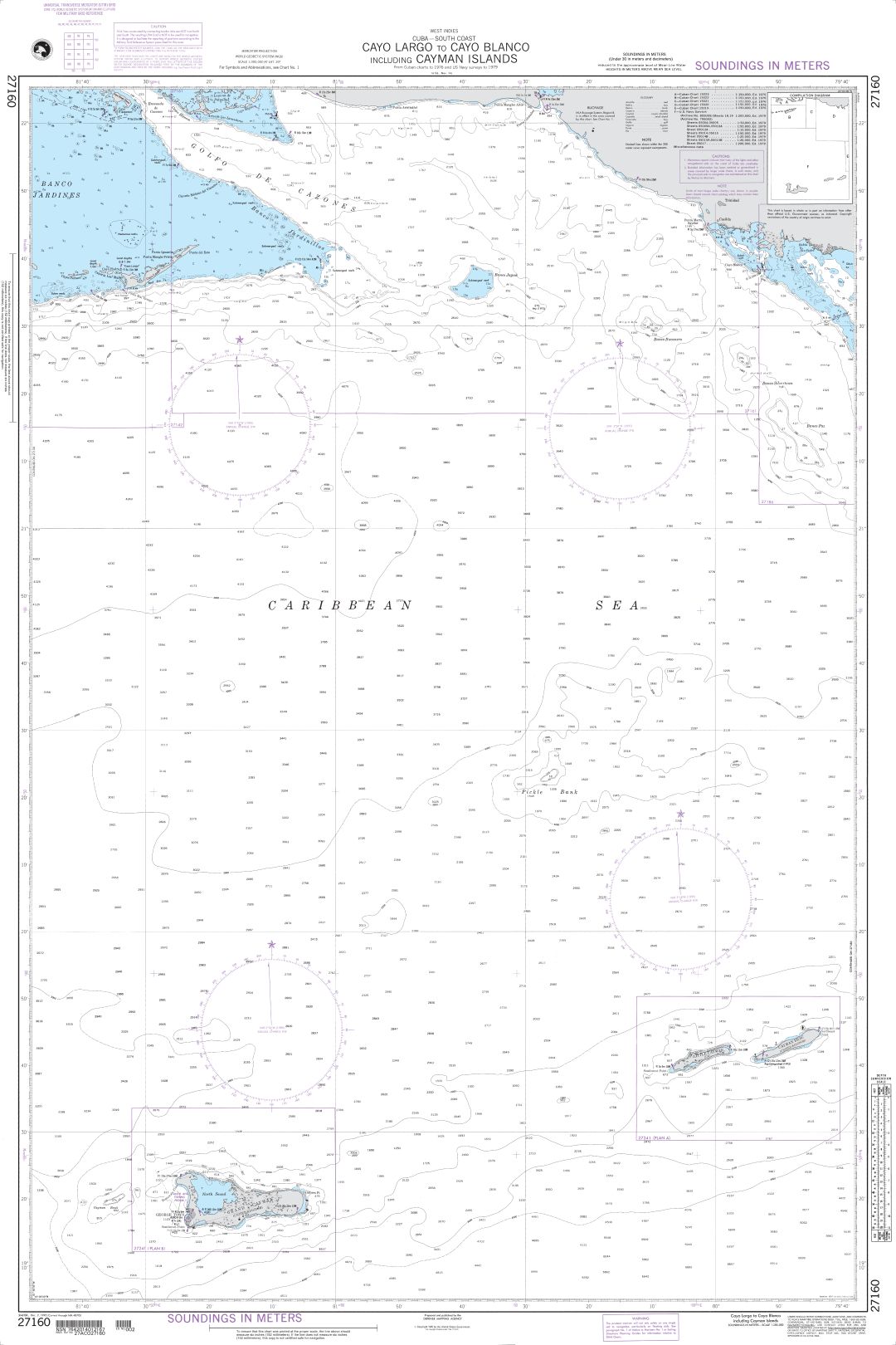 Cayo Largo to Cayo Blanco including Cayman Islands | NGA Chart 27160