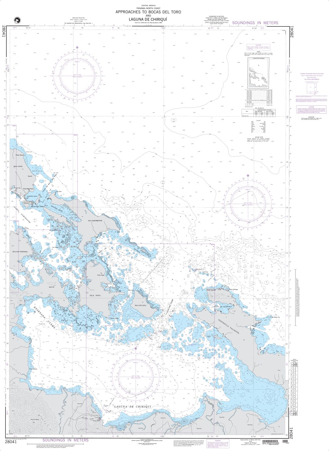 Approaches to Bocas del Toro and Laguna de Chiriqui | Carte NGA 28041
