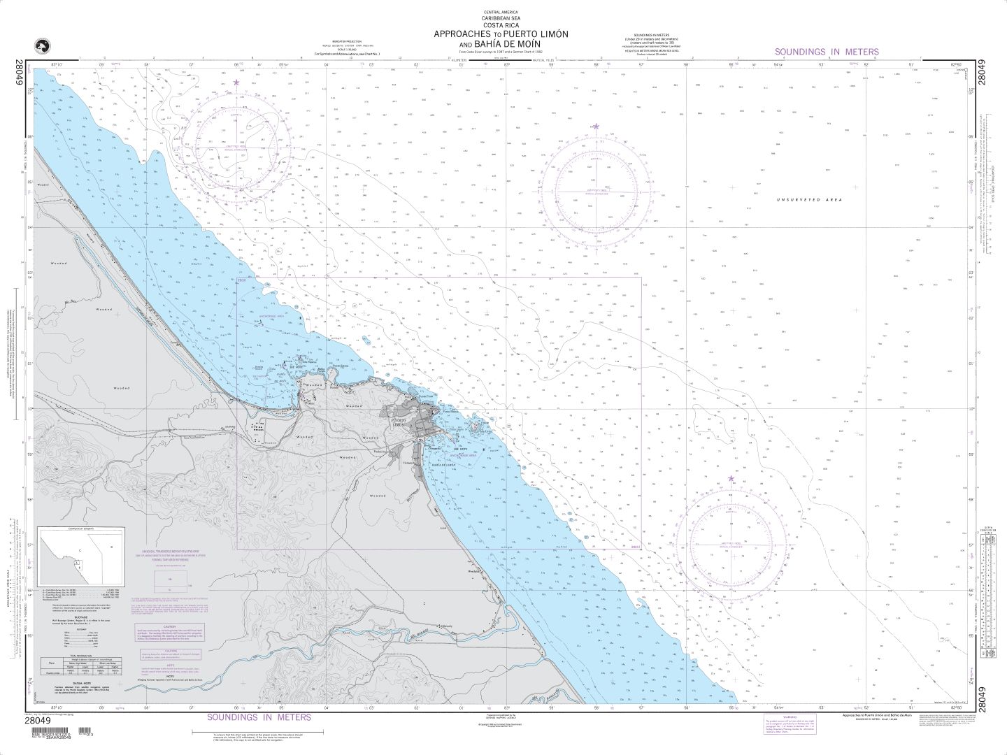 Approaches to Puerto Limon and Bahia de Moin | Carte NGA 28049