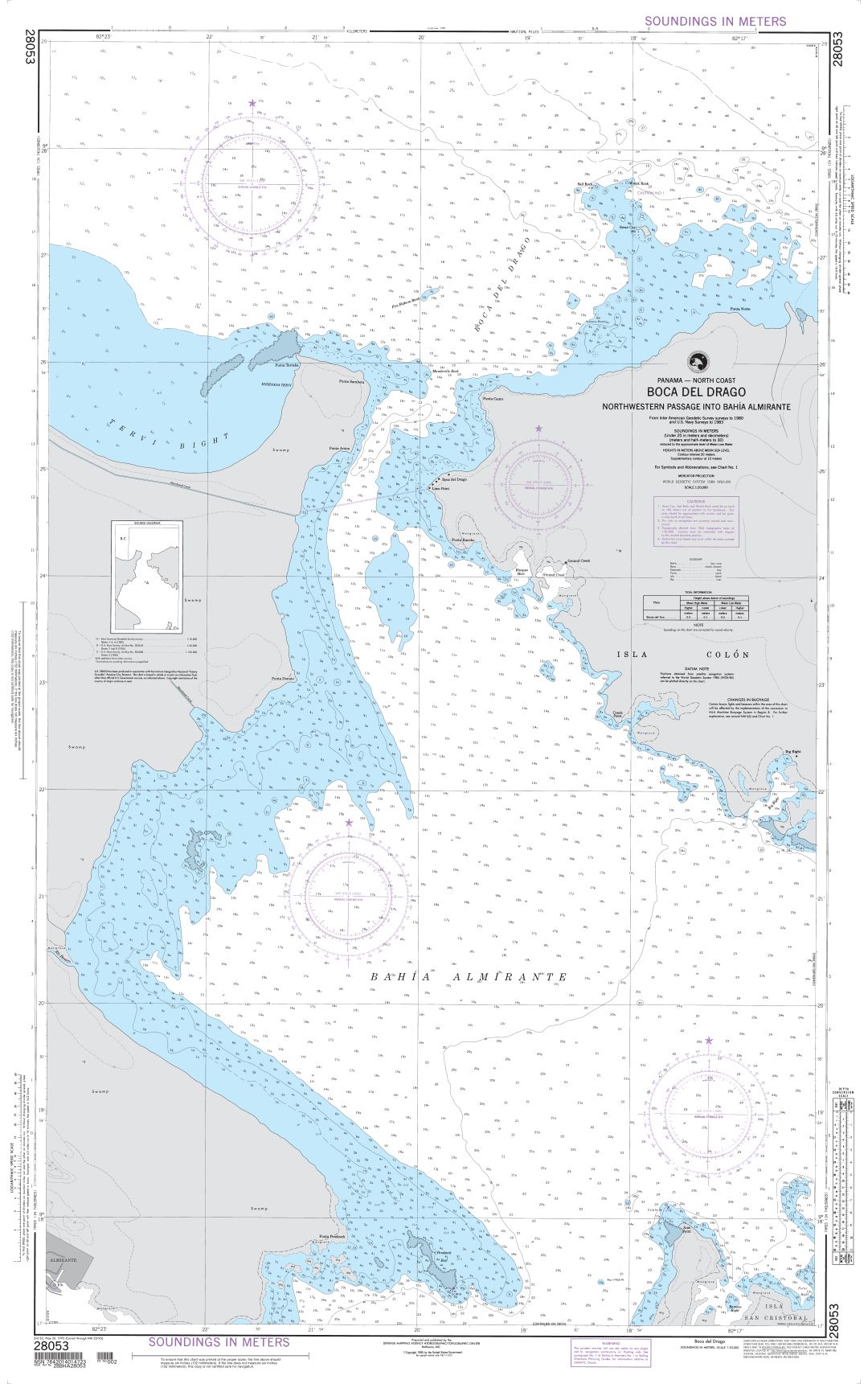 Northwestern Passage into Bahia Almirante (Boca del Drago) | NGA Chart 28053