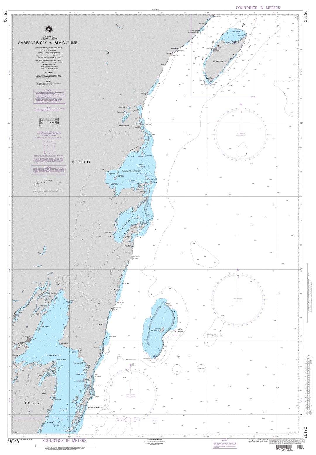 Ambergris Cay to Isla Cozumel | NGA Chart 28190