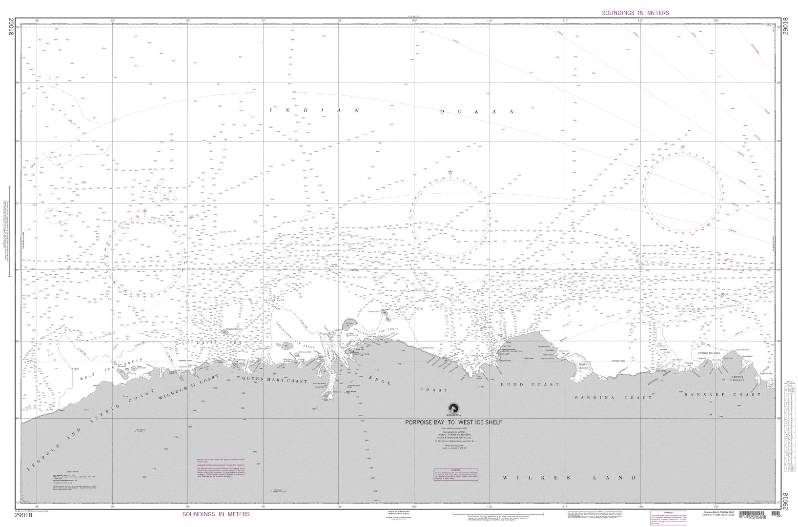 Porpoise Bay to West Ice Shelf | Carte NGA 29018