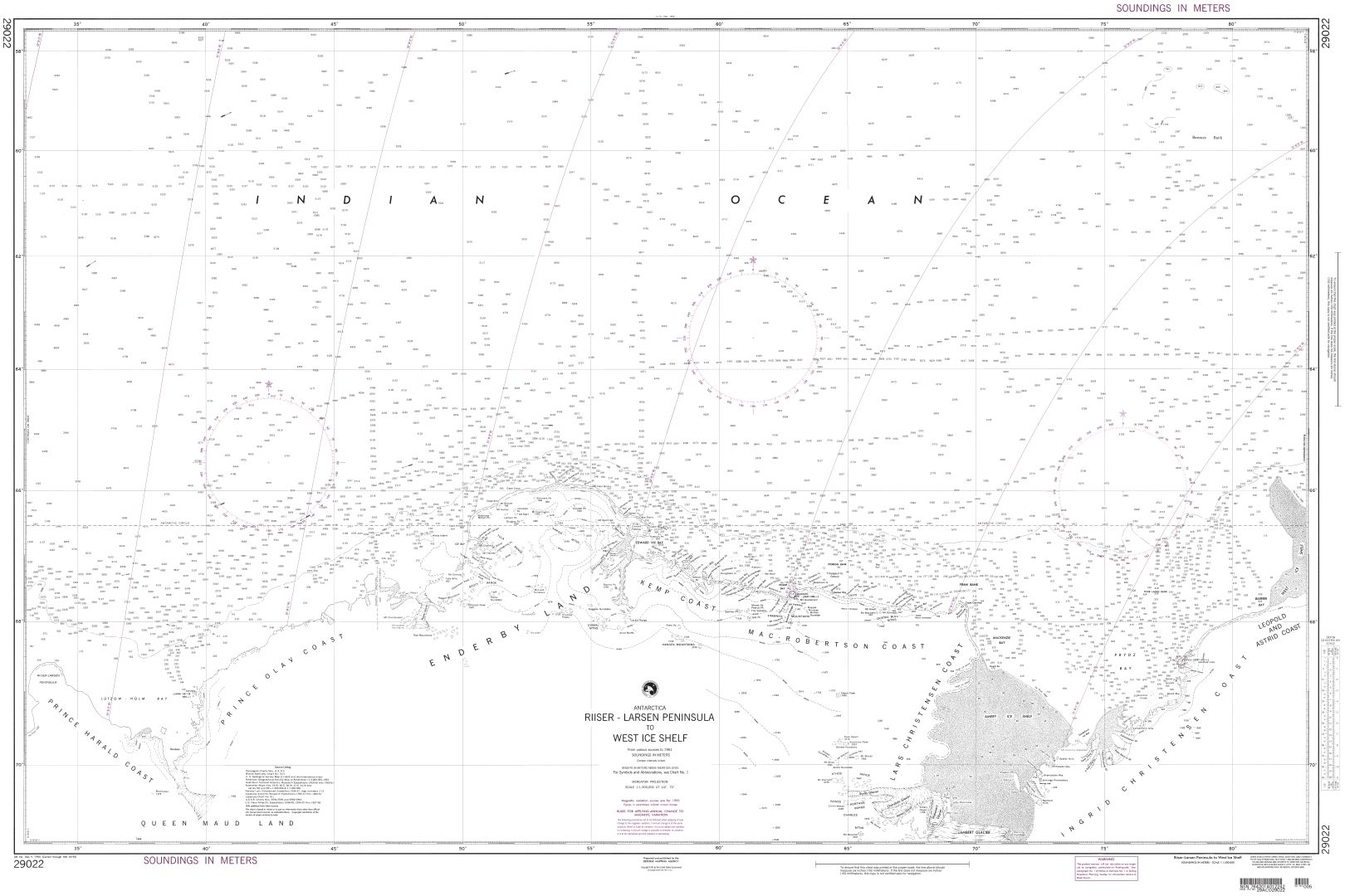 Riiser Larsen Peninsula to West Ice Shelf | Carte NGA 29022