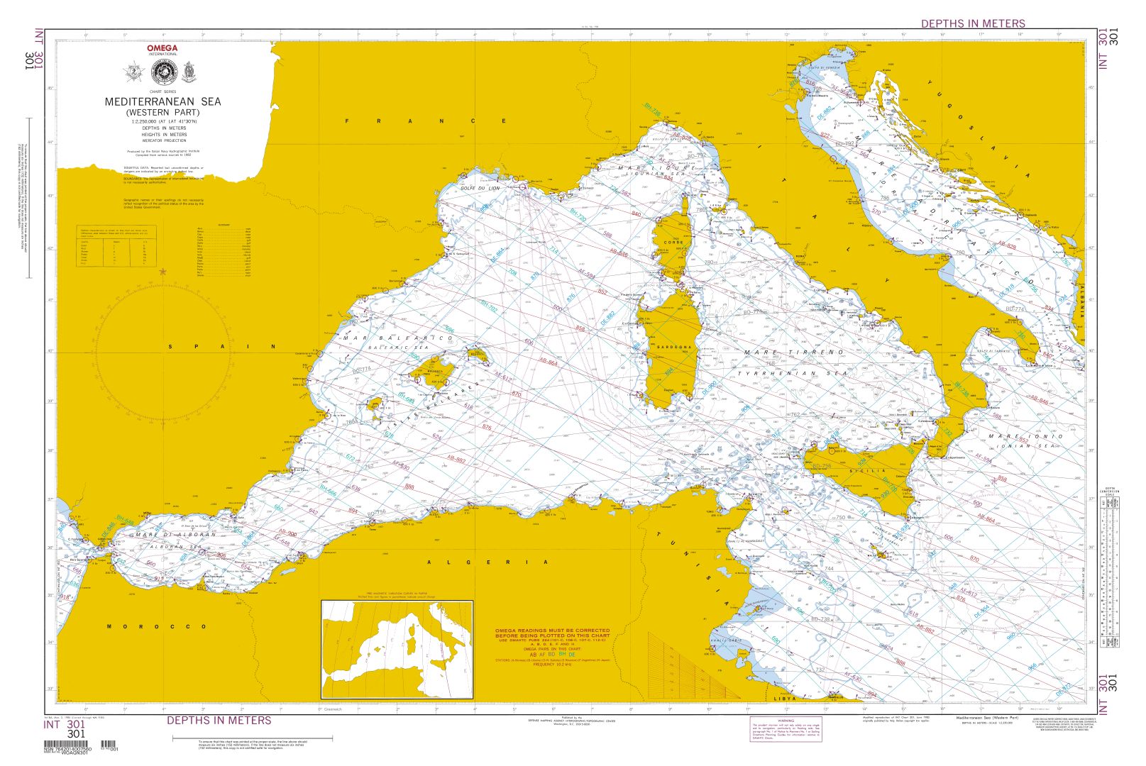 Mediterranean Sea-Western Part (OMEGA) | Carte NGA 301