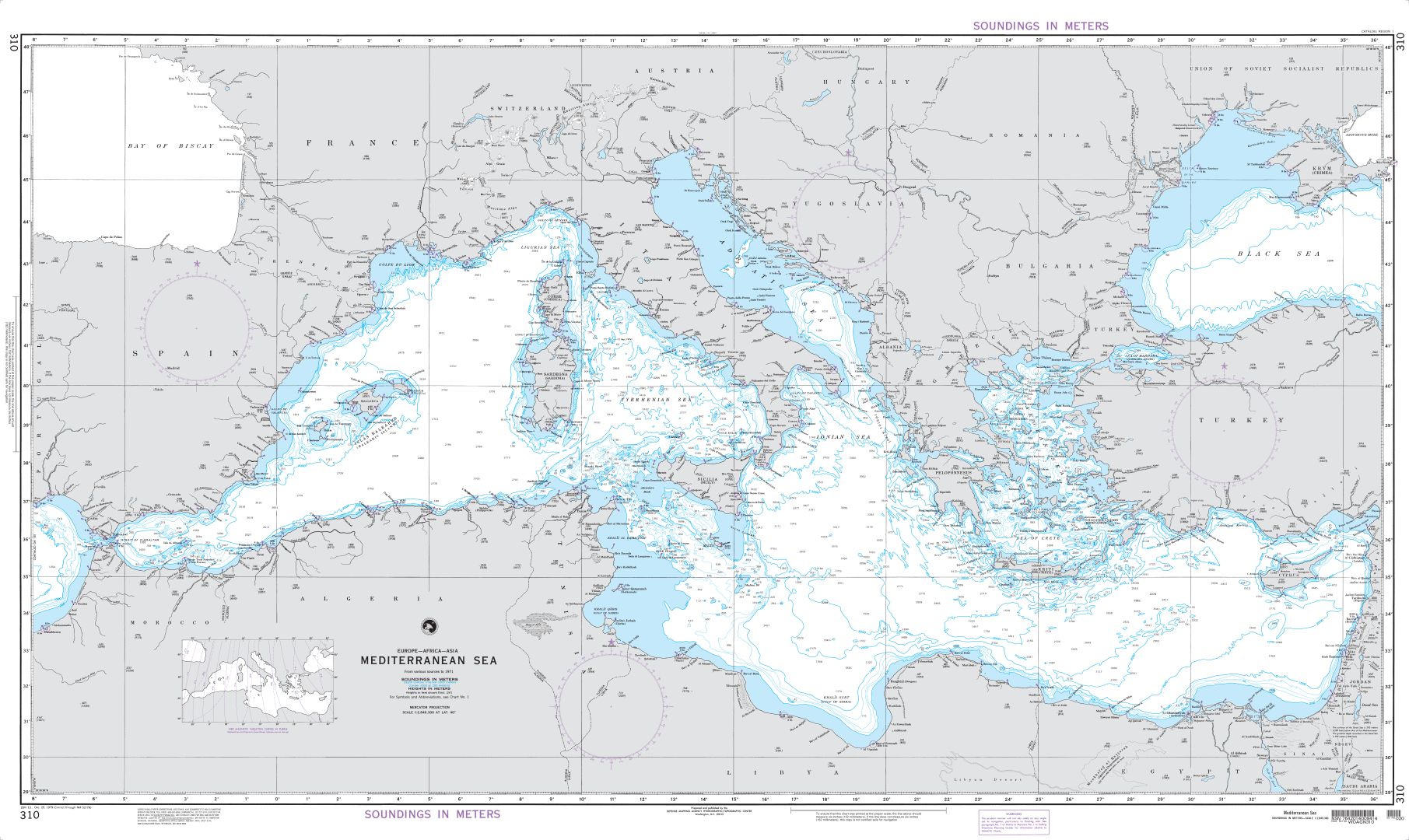 Mediterranean Sea (OMEGA) | Carte NGA 310