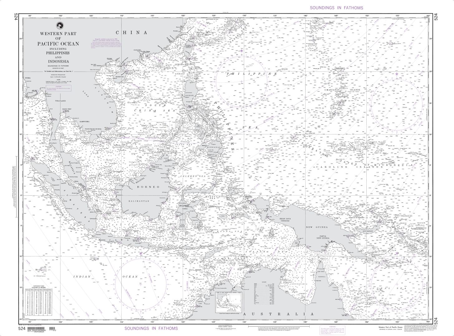 Western Part of Pacific Ocean including Philippines and Indonesia | Carte NGA 524