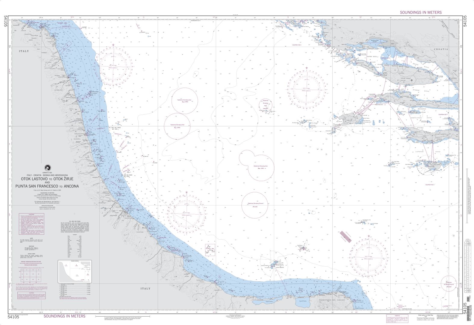 Otok Lastovo to Otok Zirje and Punta San Francesco to Ancona | NGA Chart 54105