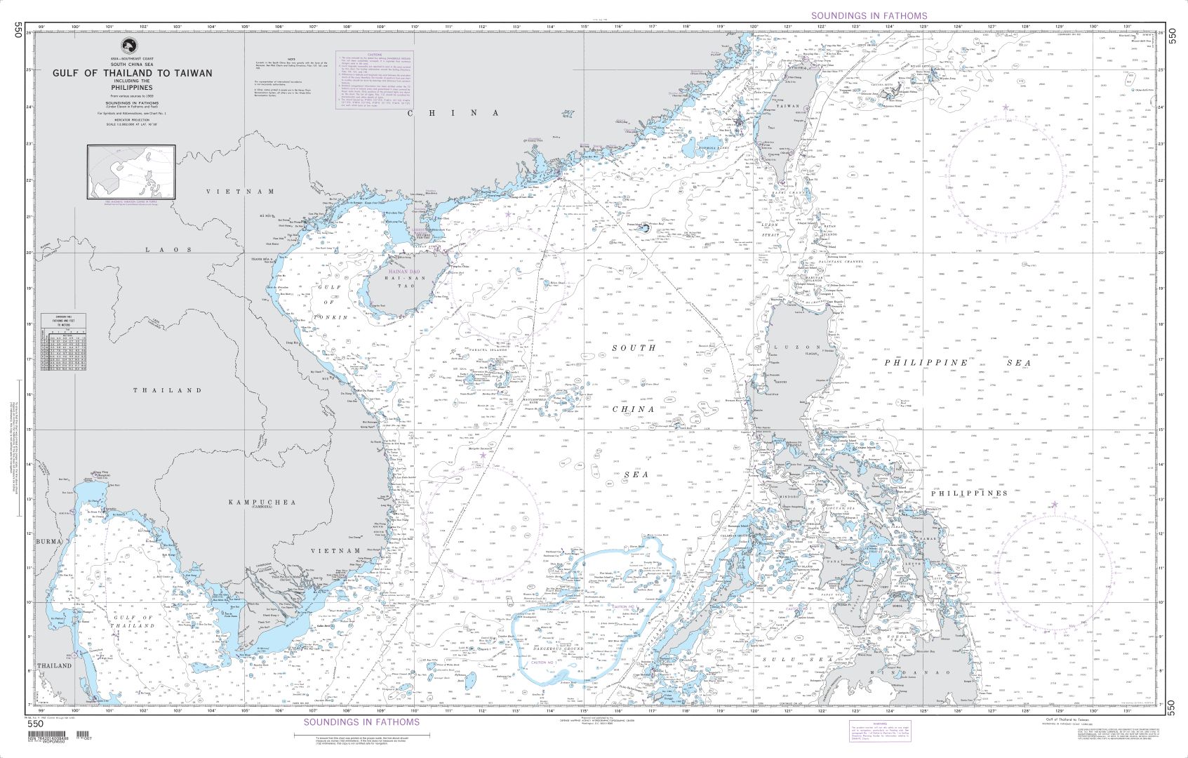 Gulf of Thailand to Taiwan including the Philippines (OMEGA) | Carte NGA 550