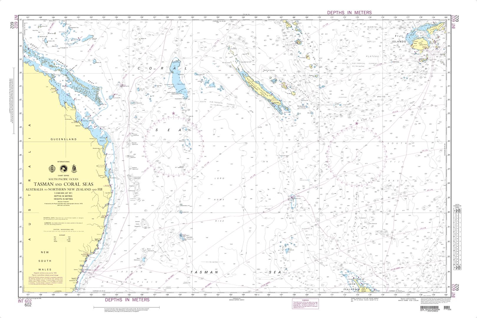 Tasman and Coral Seas-Australia to Northern New Zealand and | Carte NGA 602