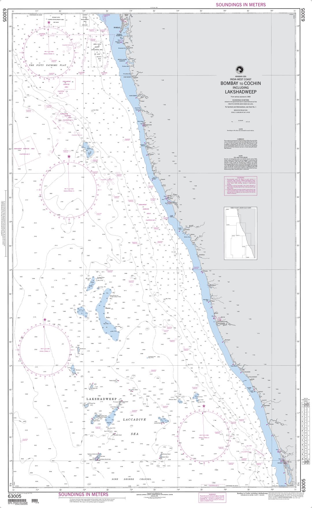 Bombay to Cochin including Shadweep (India) | NGA Chart 63005