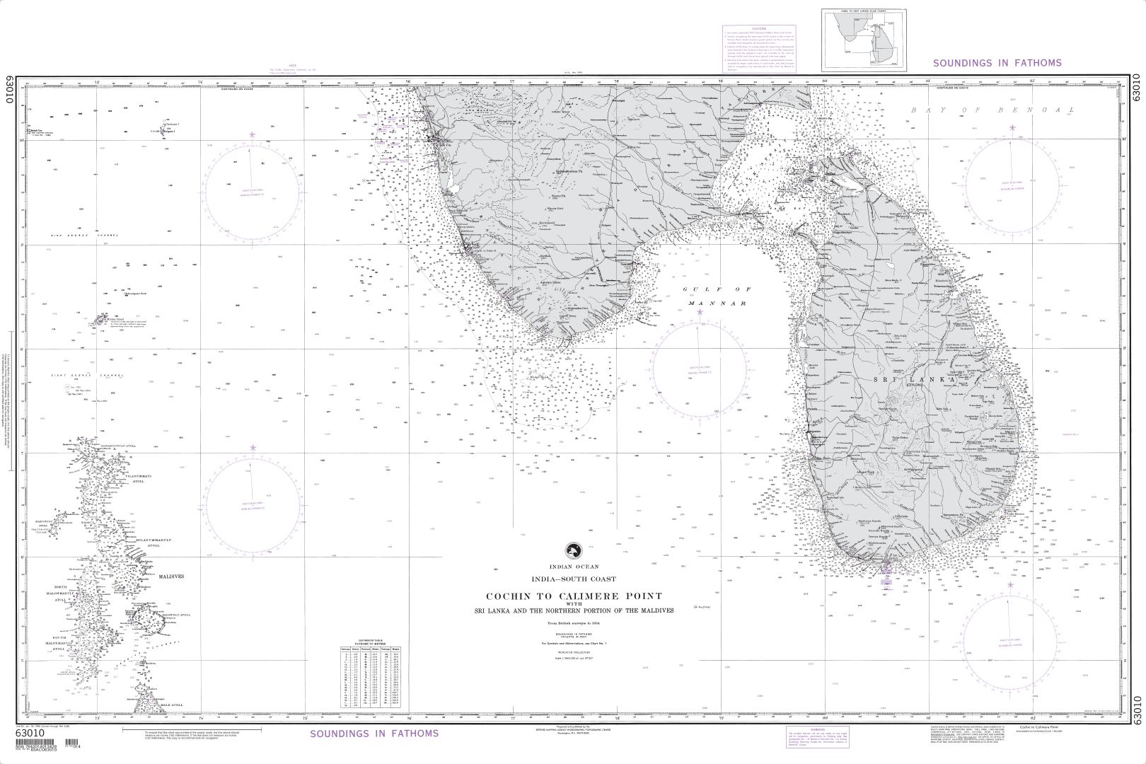 Cochin to Calimere Point with Sri Lanka | NGA Chart 63010