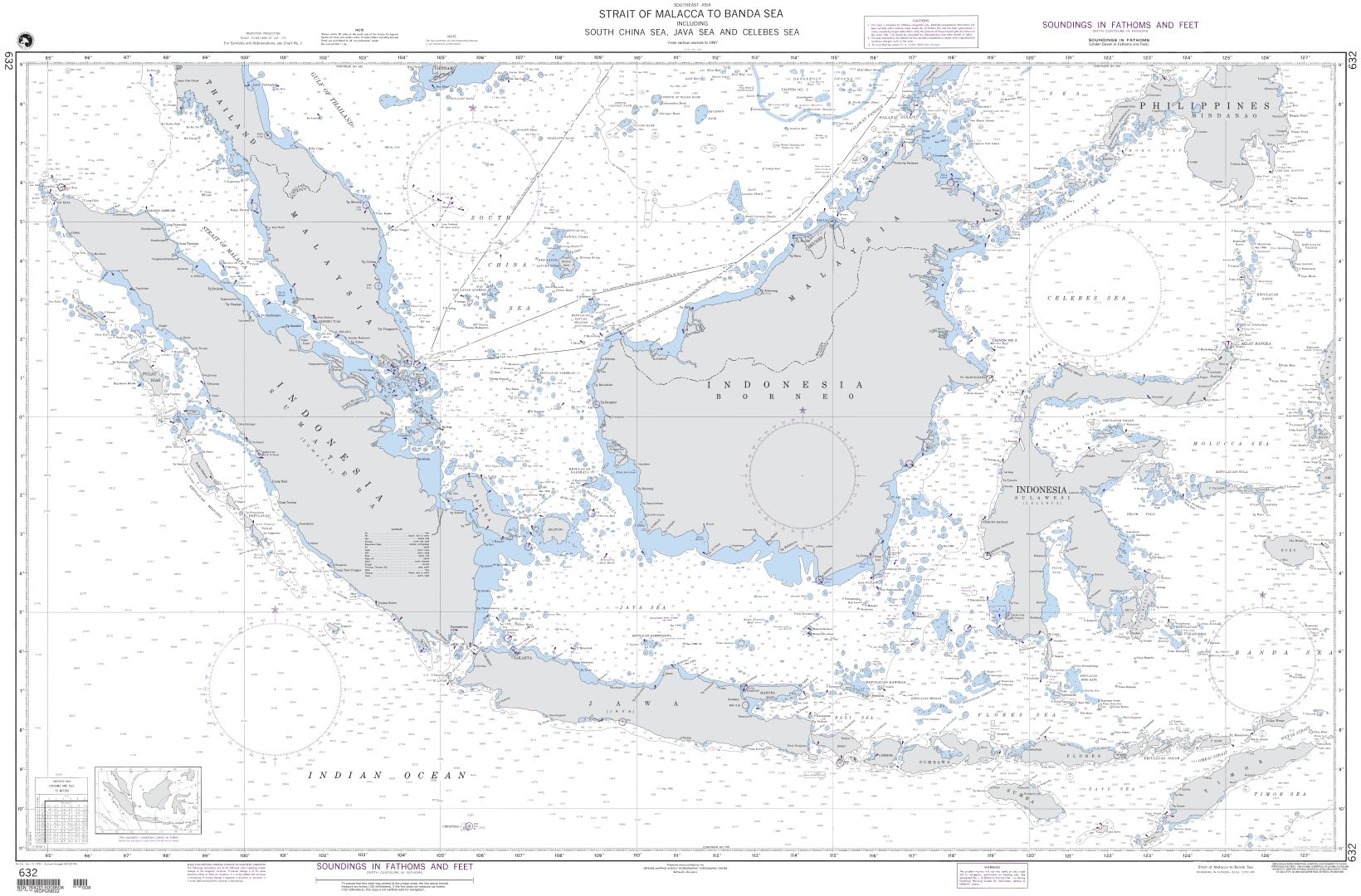 Strait of Malacca to Banda Sea including South China Sea-Java Sea and Celebes Sea | NGA Chart 632
