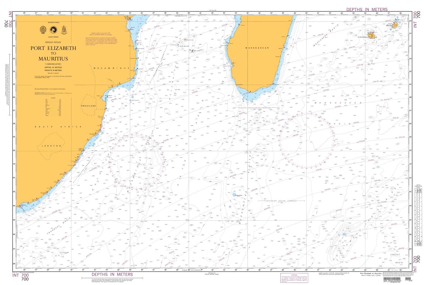 Port Elizabeth to Mauritius | Carte NGA 700