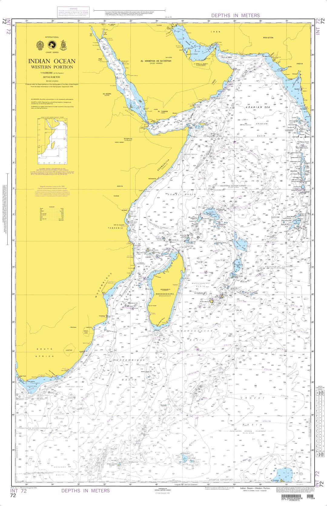 Indian Ocean-Western Portion | Carte NGA 72