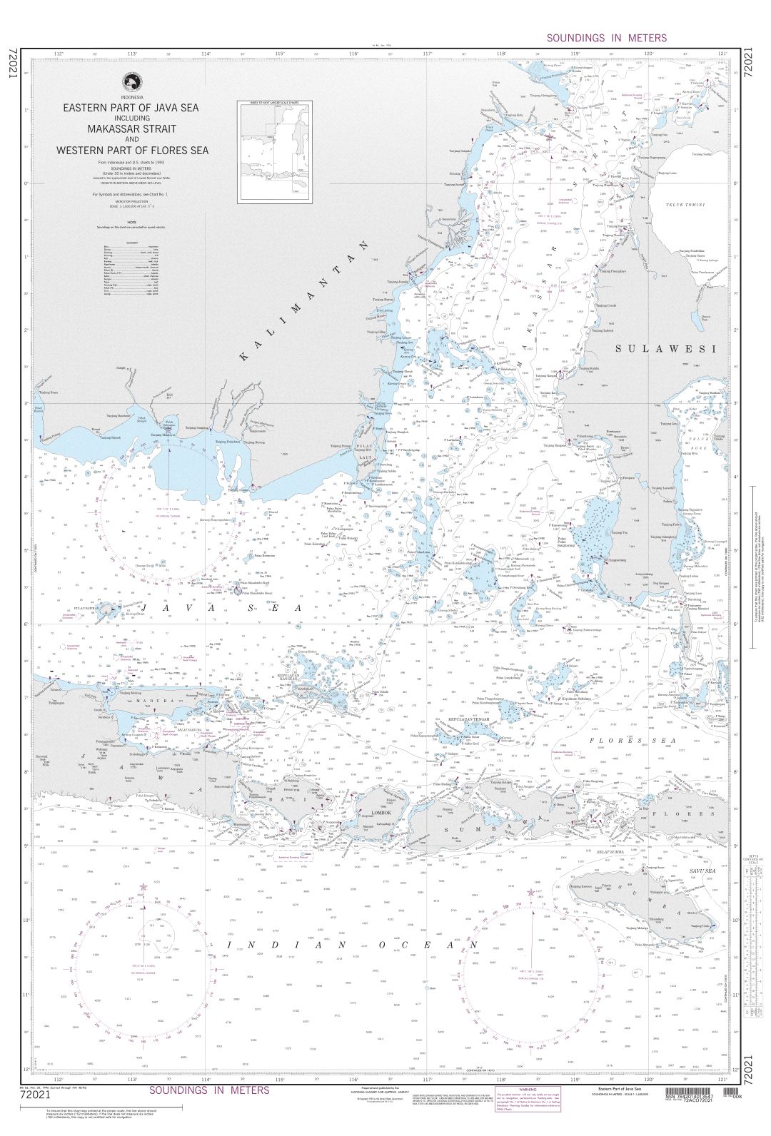 Java Sea (Eastern Part) including Makassar Strait | NGA Chart 72021