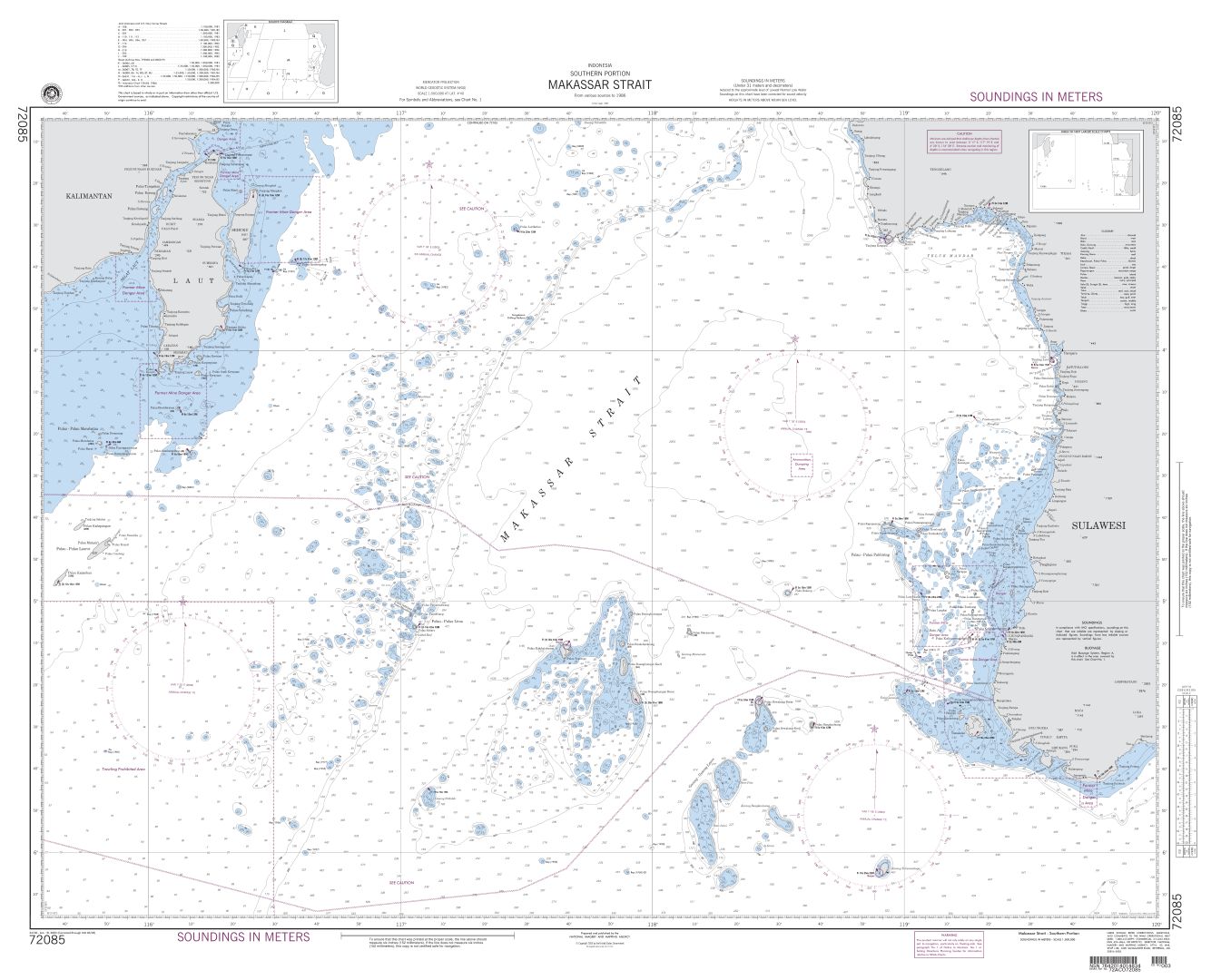 Indonesia - Makassar Strait - Southern Portion | NGA Chart 72085