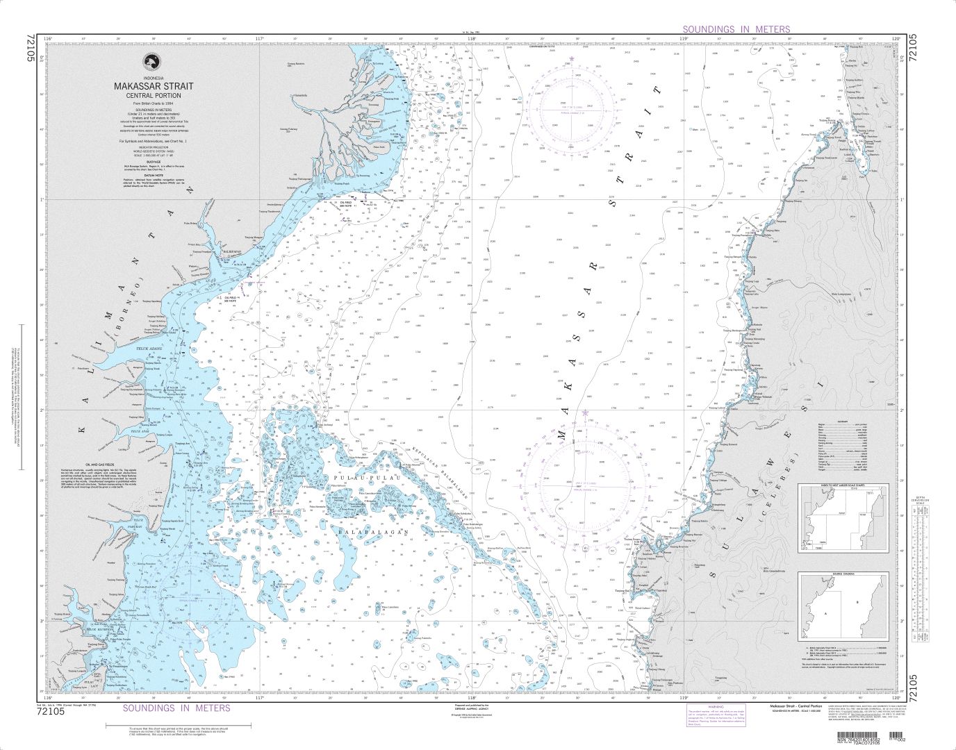 Makassar Strait - Central Part | Carte NGA 72105