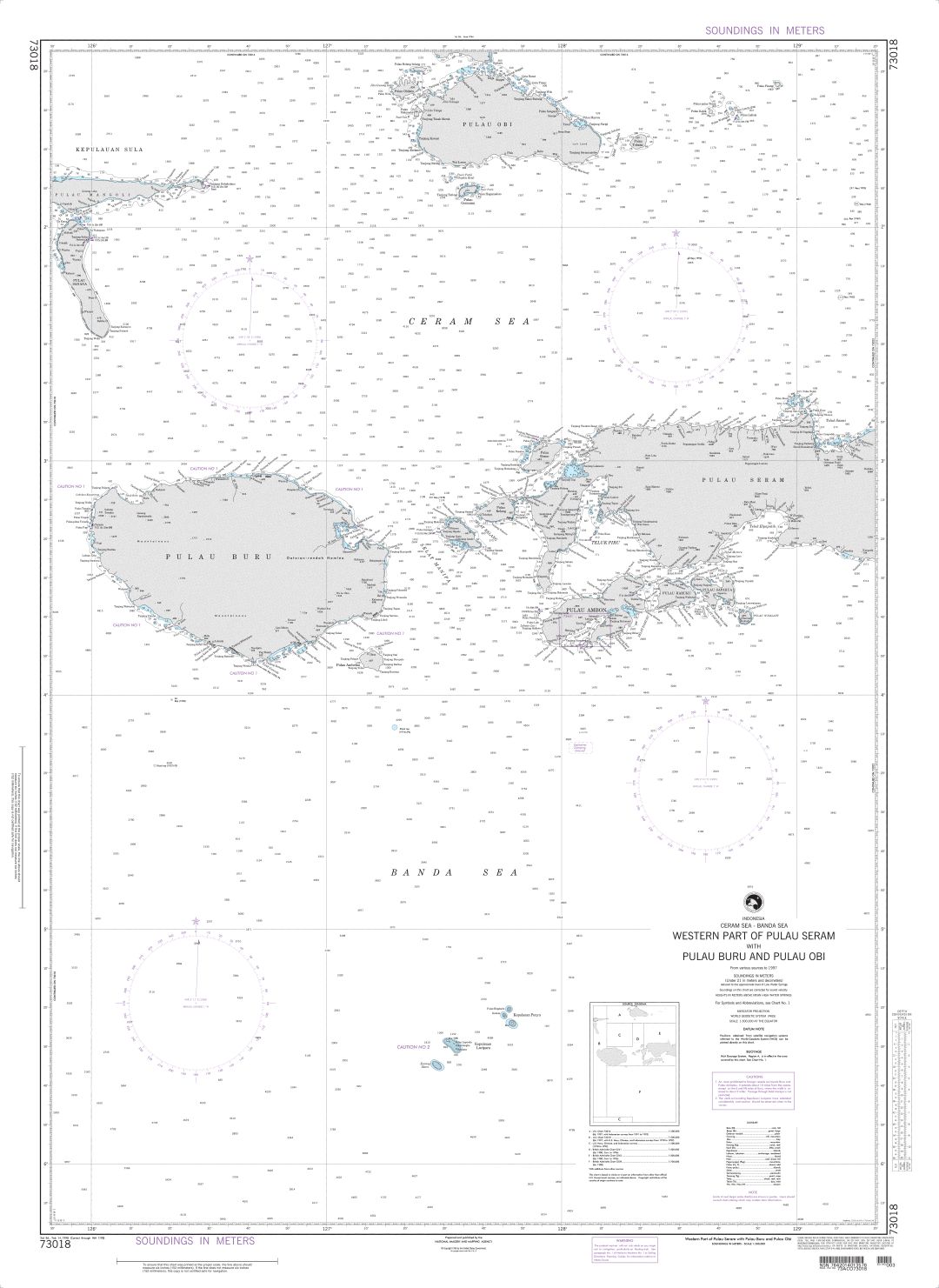 Western Part of Pulau Seram with Pulau Buru and Pulau Obi | Carte NGA 73018