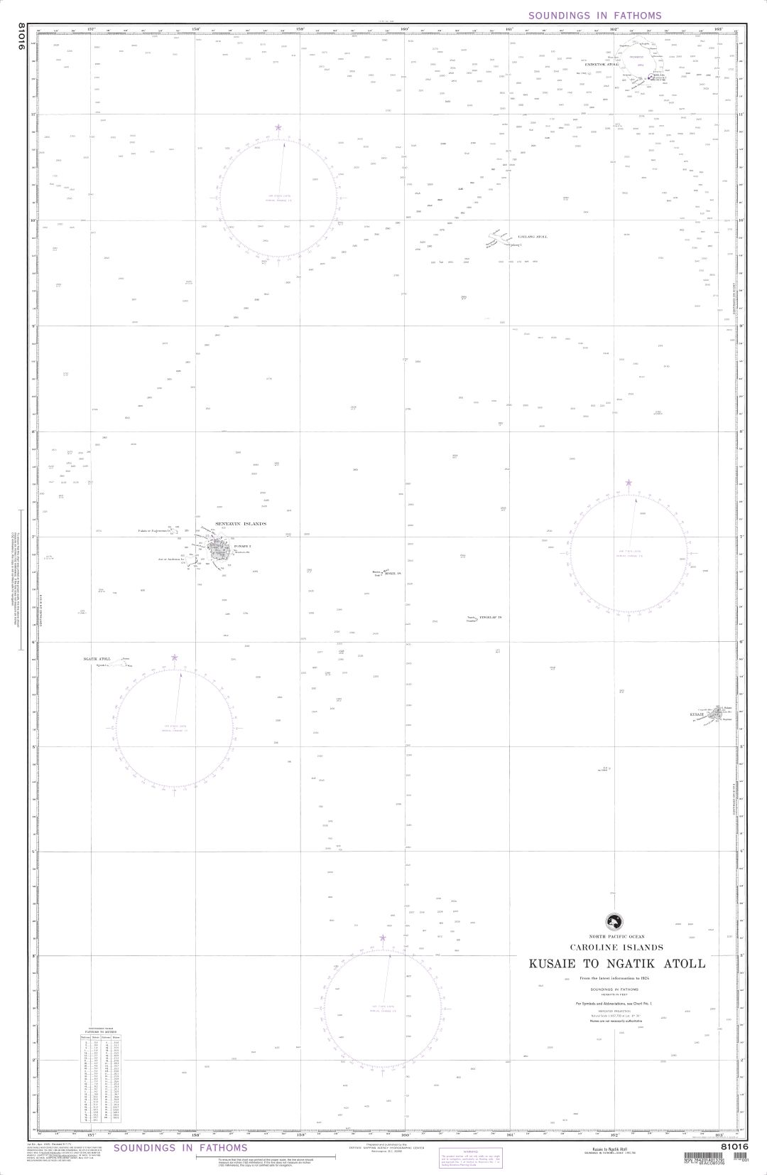 Kusaie Island to Ngatik Atoll (Caroline Islands) | NGA Chart 81016