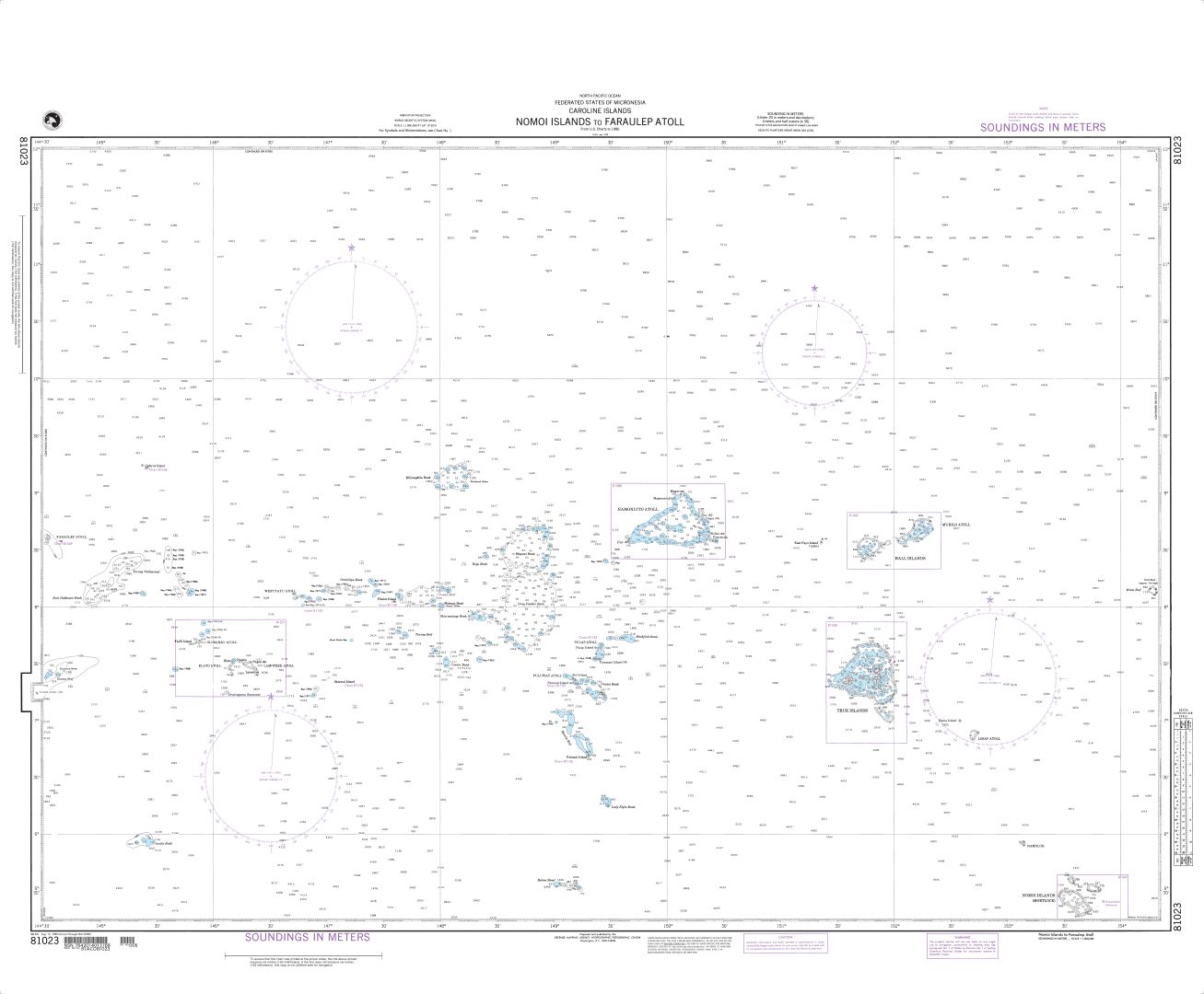 Namonuito Atoll to Faraulep Atoll | Carte NGA 81023