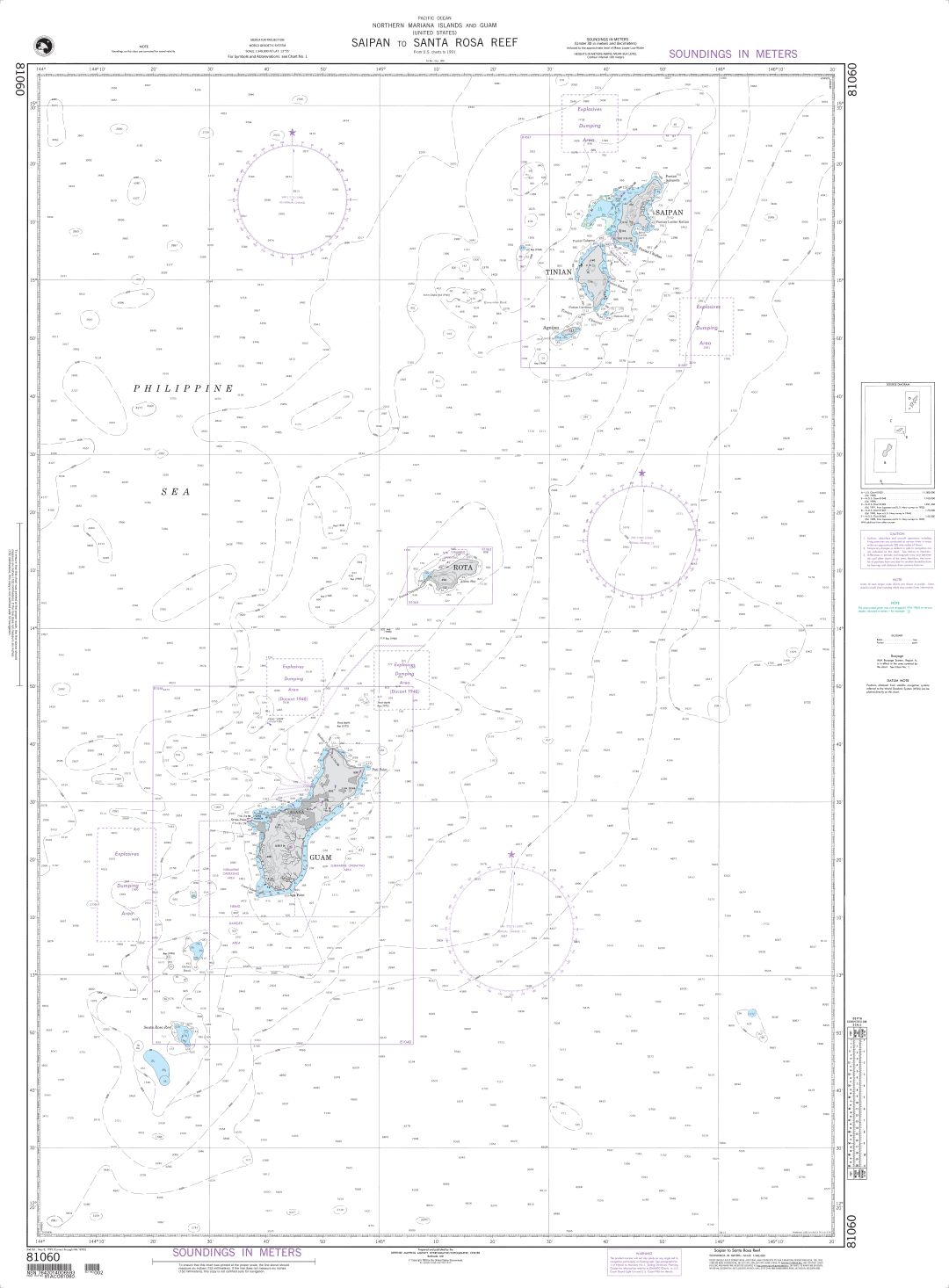 Saipan to Santa Rosa Reef (Marianna Islands) | Carte NGA 81060