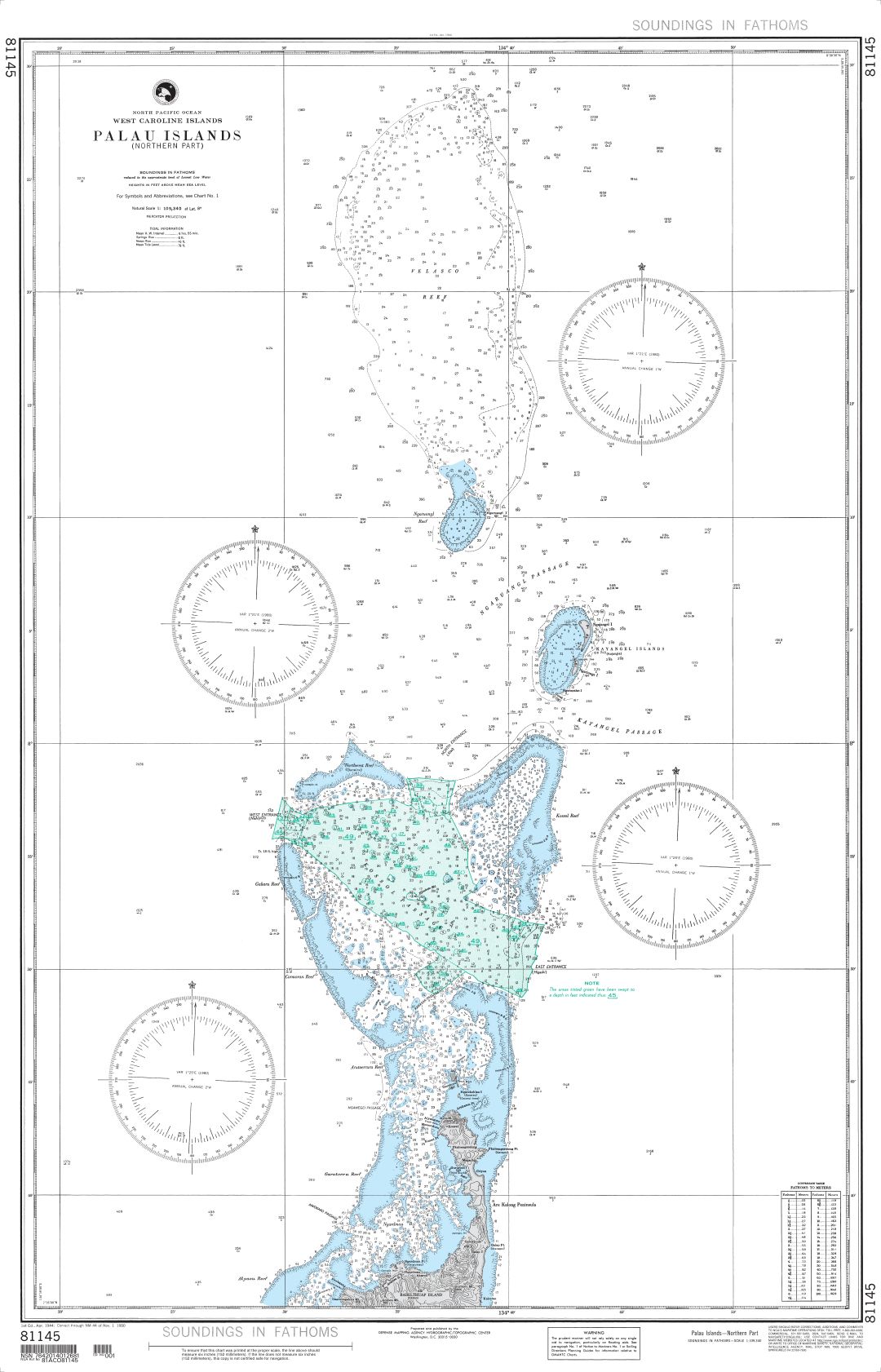 Palau Island - Northern Part (West Caroline Islands) | NGA Chart 81145