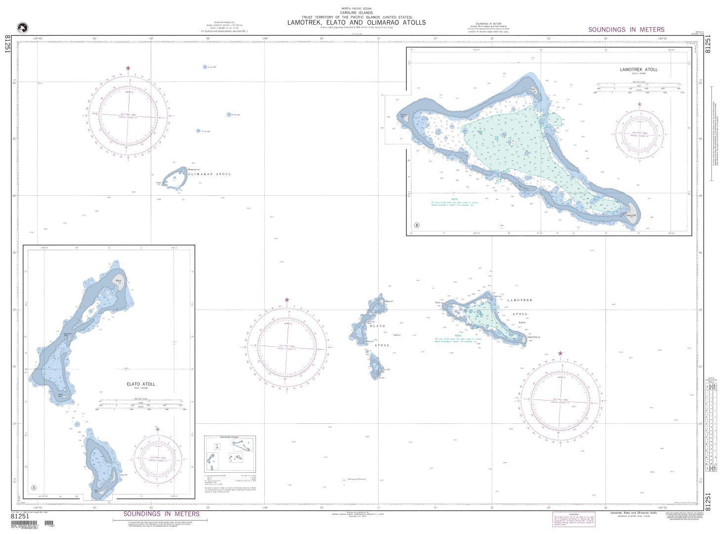 Lamotrek, Elato and Olimarao Atolls (Caroline Islands) | NGA Chart 81251