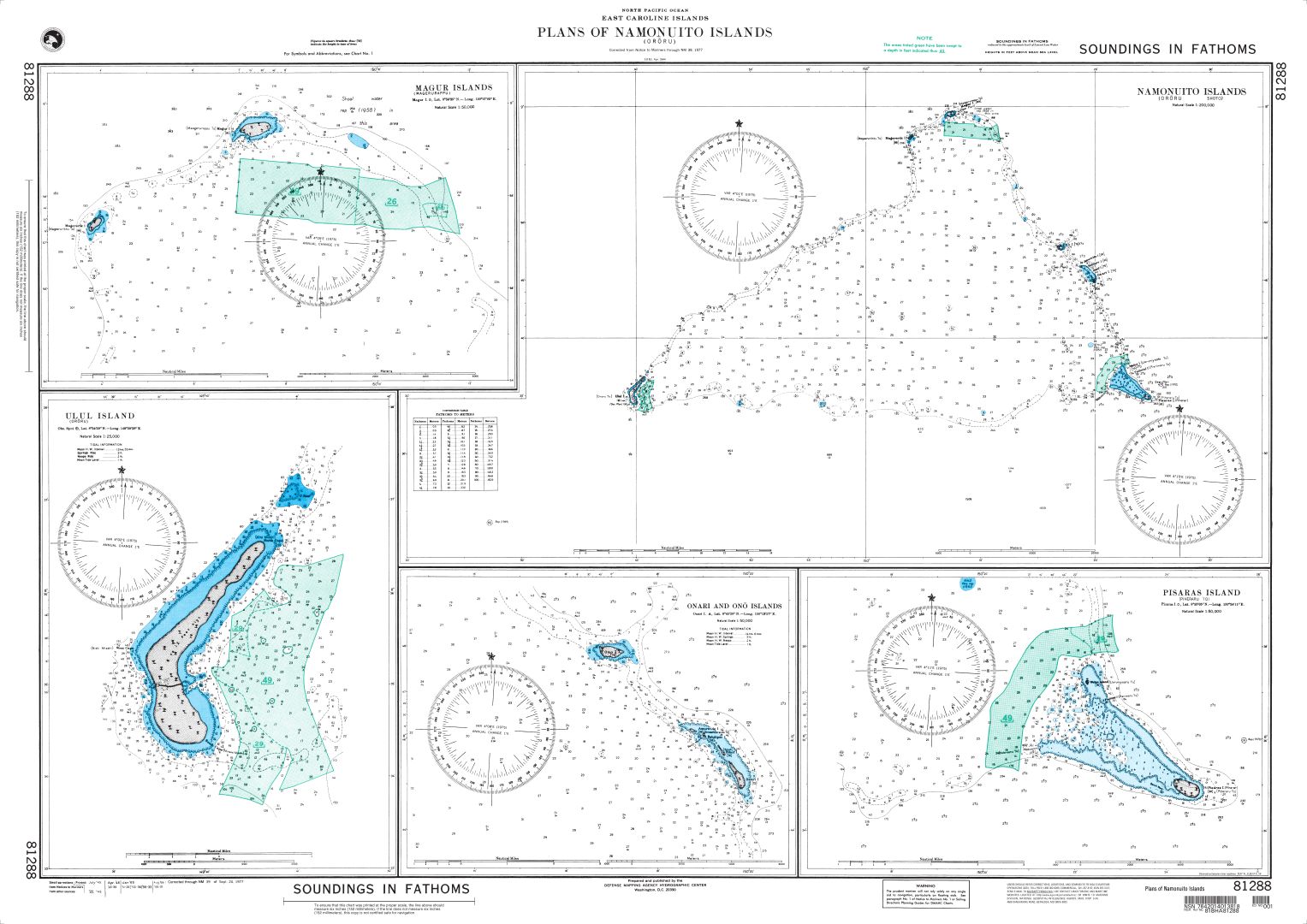 Plans of Namonuito Islands (East Caroline Islands) | Carte NGA 81288