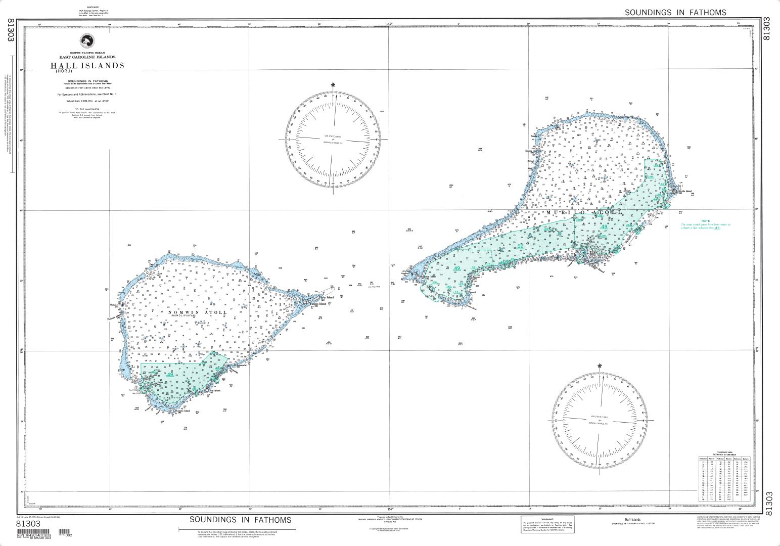 Hall Islands, East Caroline Islands | NGA Chart 81303