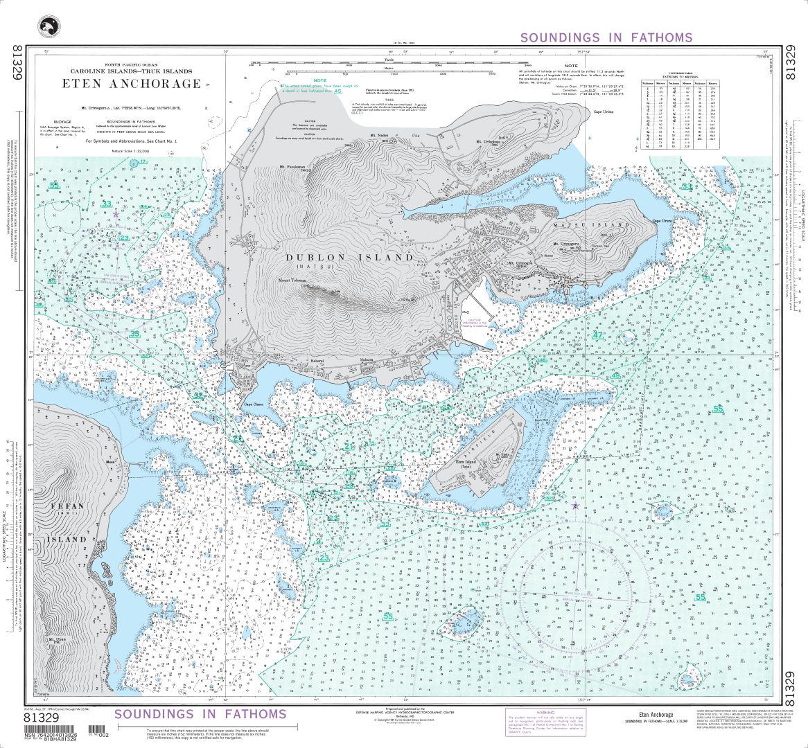 Eten Anchorage (Caroline Islands - Truk Islands) | NGA Chart 81329