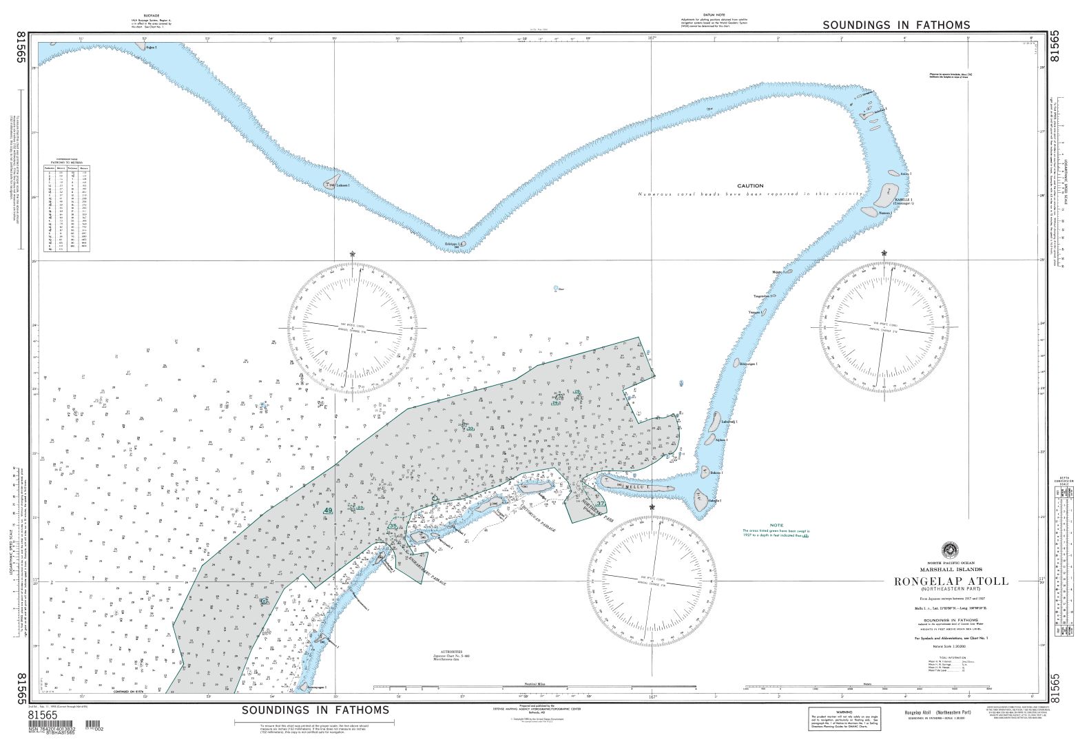 Rongelap Atoll, Northeastern Part, Marshall Islands | Carte NGA 81565