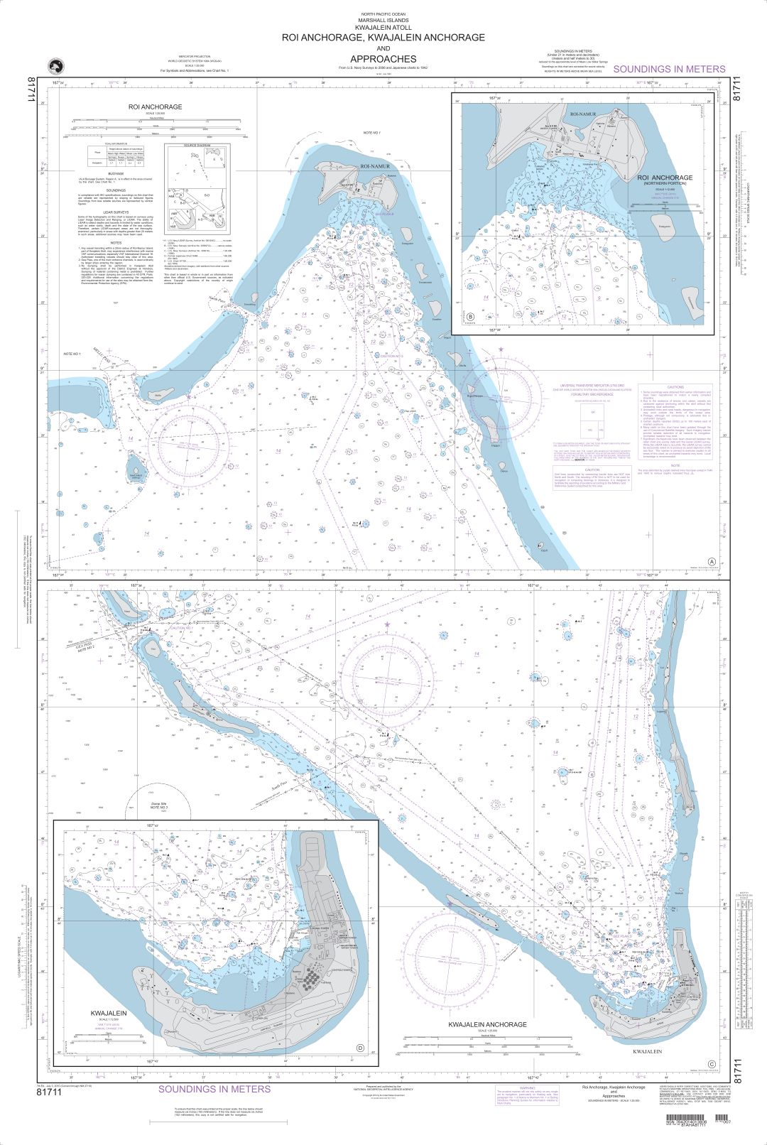 Roi Anchorage, Kwajalein Anchorage and Approaches | NGA Chart 81711