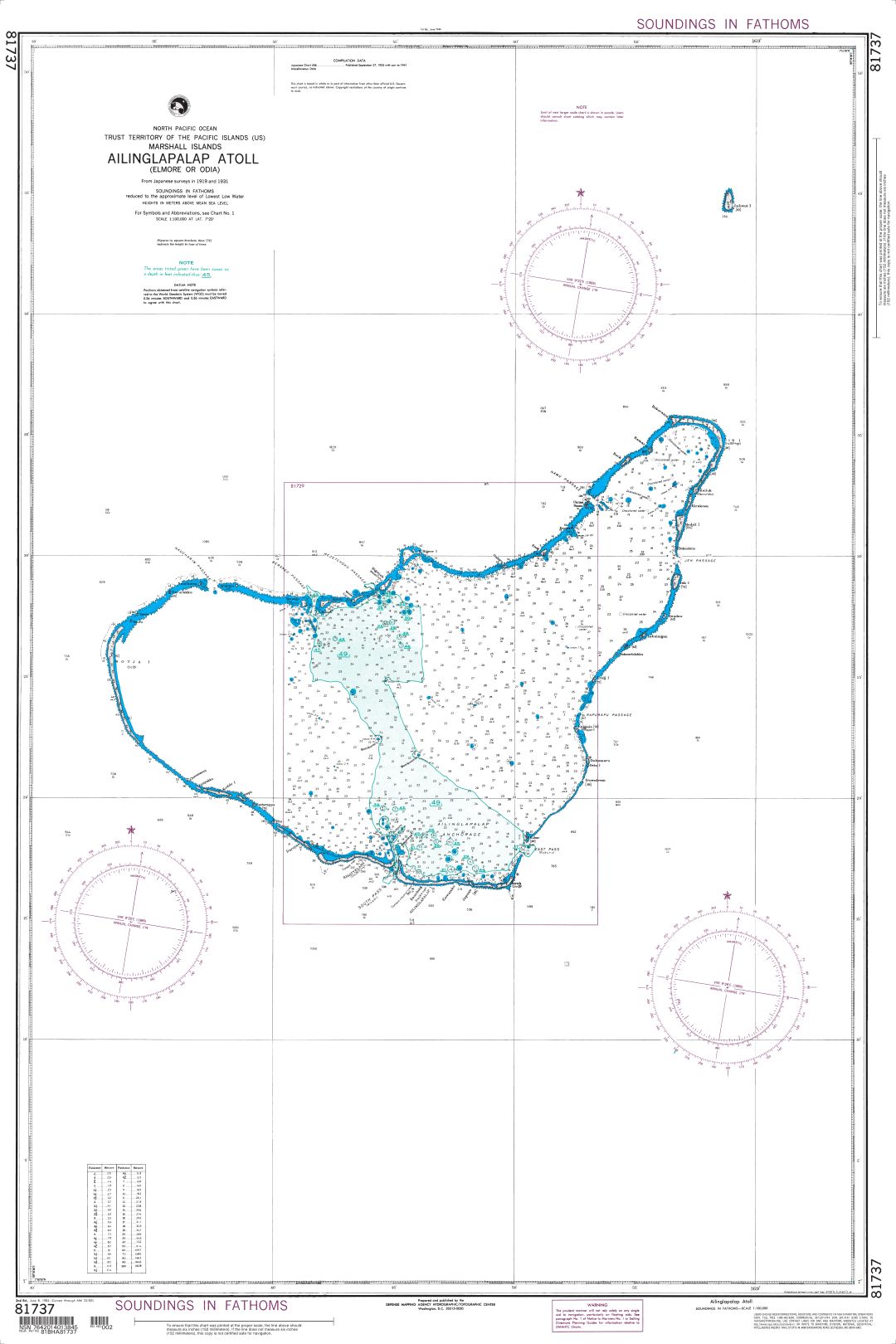 Ailinglapalap Atoll (Marshall Islands) | NGA Chart 81737