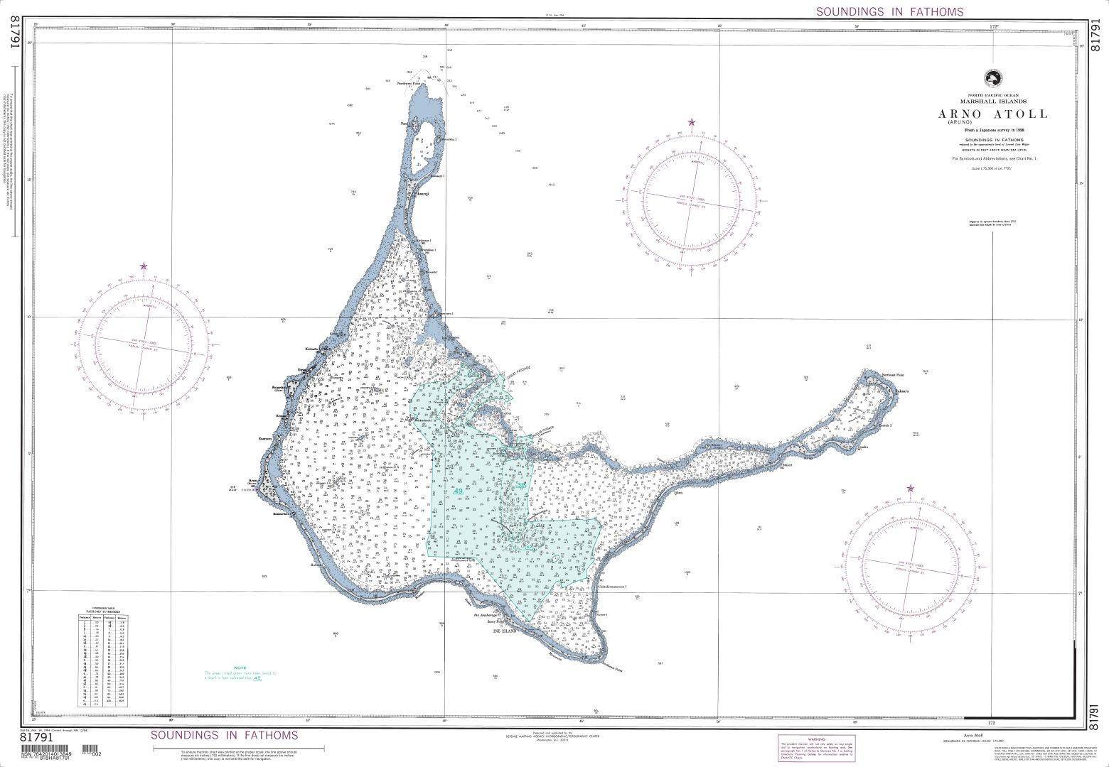Arno Atoll, Marshall Is (North Pacific Ocean) | NGA Chart 81791