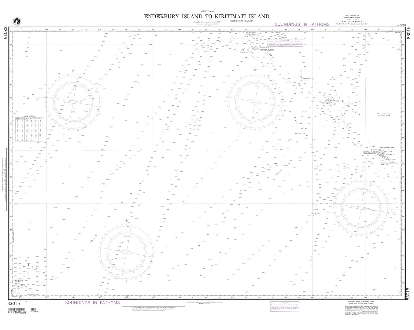 Enderbury Island (Phoenix Islands) to Christmas Island (OMEGA) | Carte NGA 83015